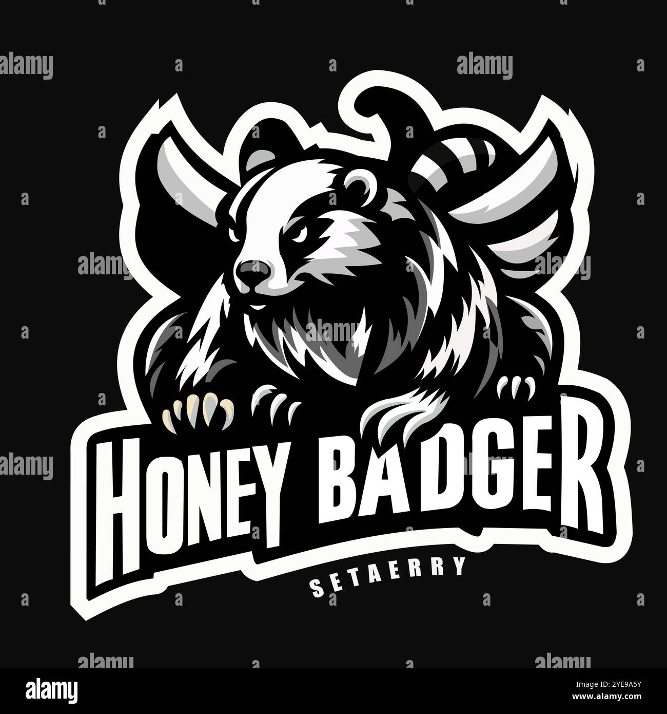 Modèle de logo minimaliste Honey Badger avec Wings Illustration de Vecteur