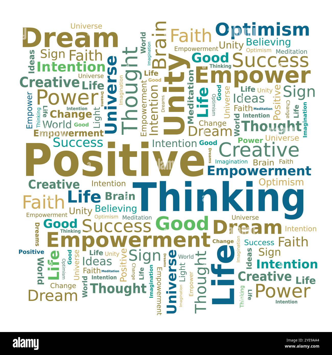 Tag nuage de mots - pensée positive dans les couleurs rouge et bleue - vecteur Illustration de Vecteur