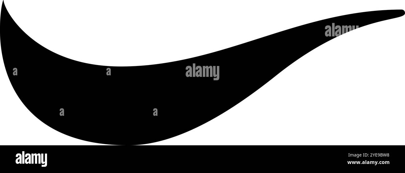 Forme noire abstraite avec un design de ligne courbe, évoquant le dynamisme et le mouvement, idéal pour les projets minimalistes et modernes Illustration de Vecteur
