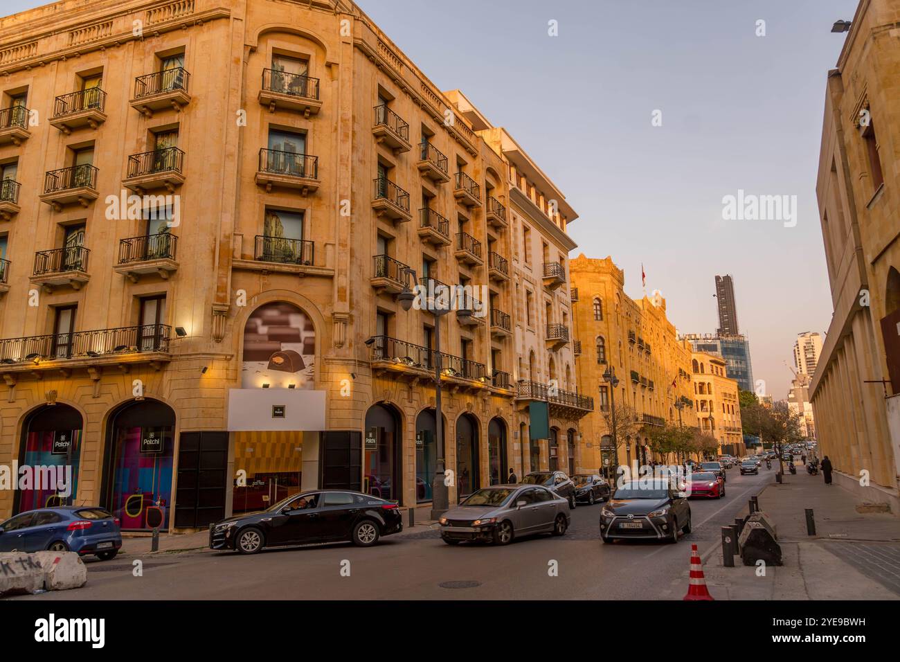 Le centre de Beyrouth, quartier de la rue Maarad, dans la capitale du Liban, avec une belle architecture, un lieu touristique populaire. Banque D'Images