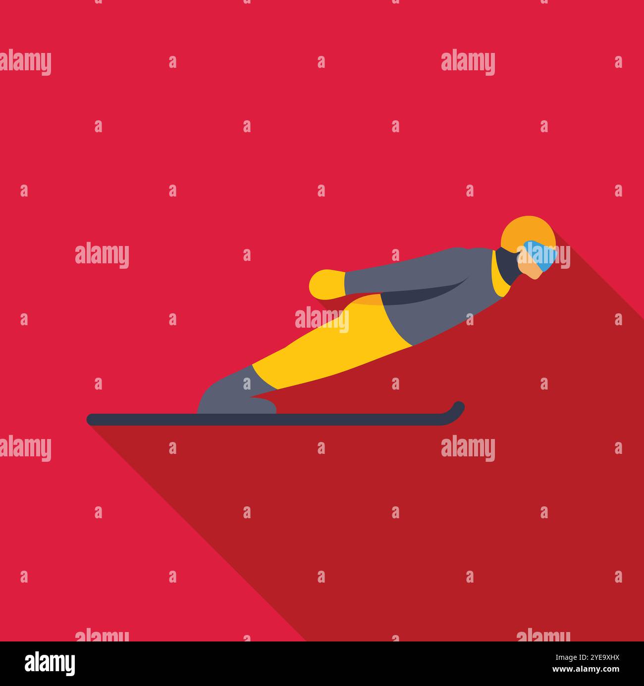 Sauteur à ski professionnel volant dans les airs, maintenant une position aérodynamique lors d'une compétition de saut à ski Illustration de Vecteur