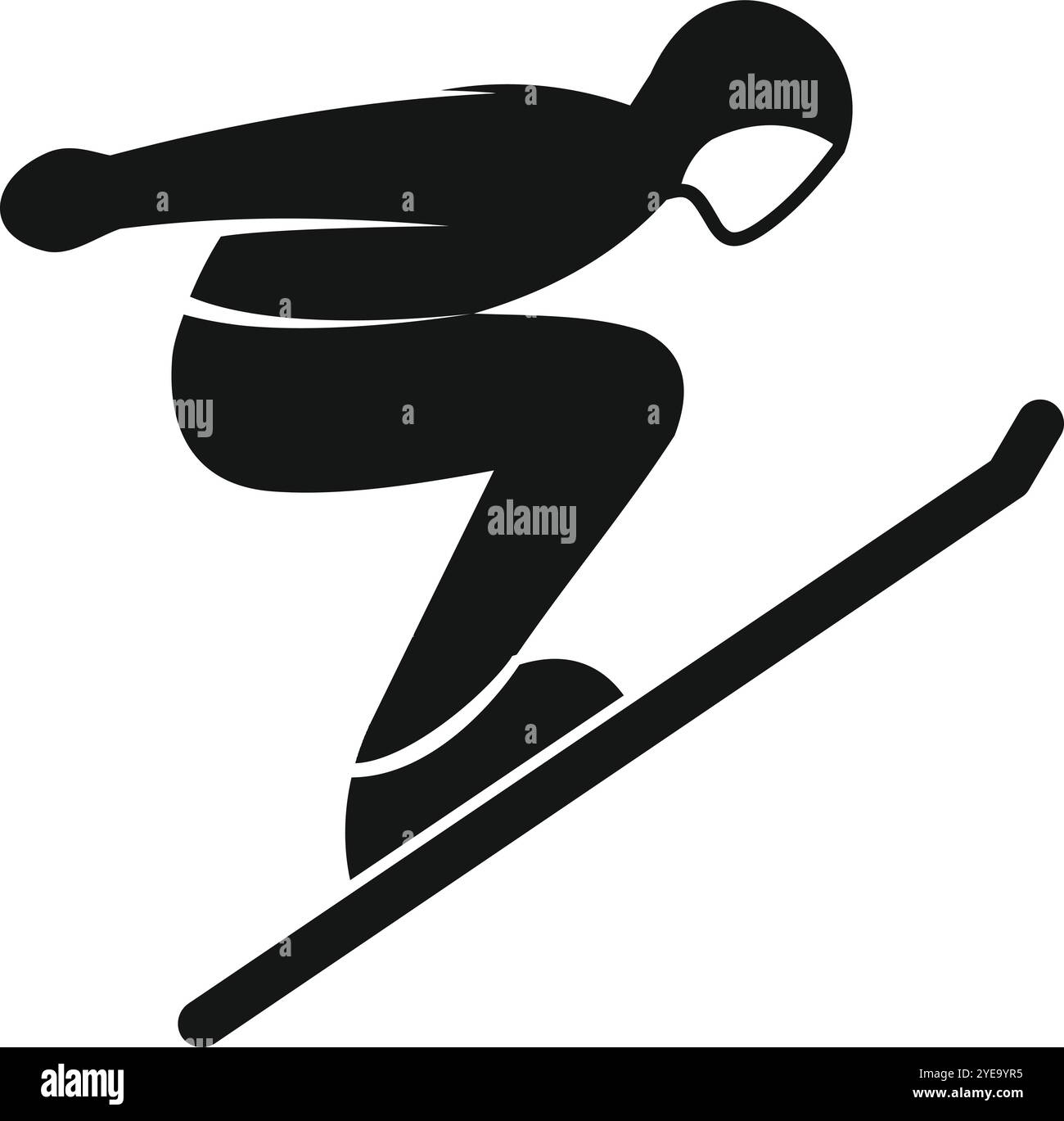 Skieur professionnel sautant avec des skis et des vêtements de sport pendant la compétition ou l'entraînement Illustration de Vecteur