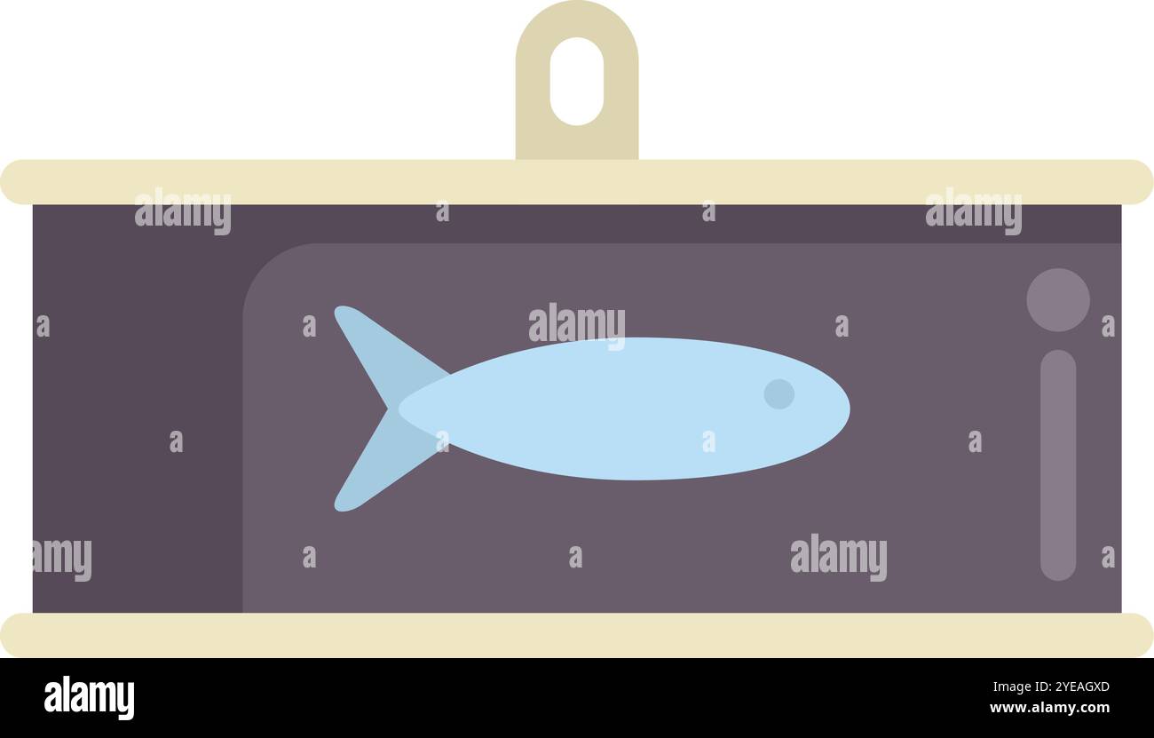 Boîte de sardines en cours d'ouverture, révélant un poisson conservé à l'intérieur Illustration de Vecteur