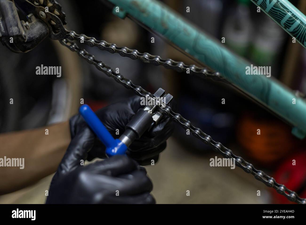 gros plan de l'outil de chaîne de bicyclette Banque D'Images