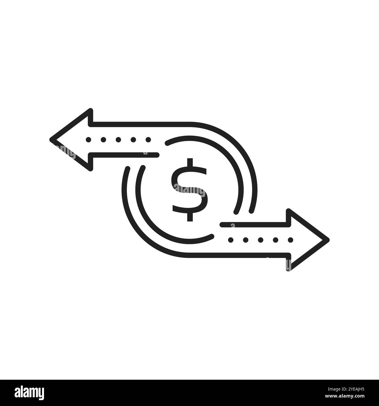 flux de trésorerie comme une simple icône d'argent en ligne mince Illustration de Vecteur