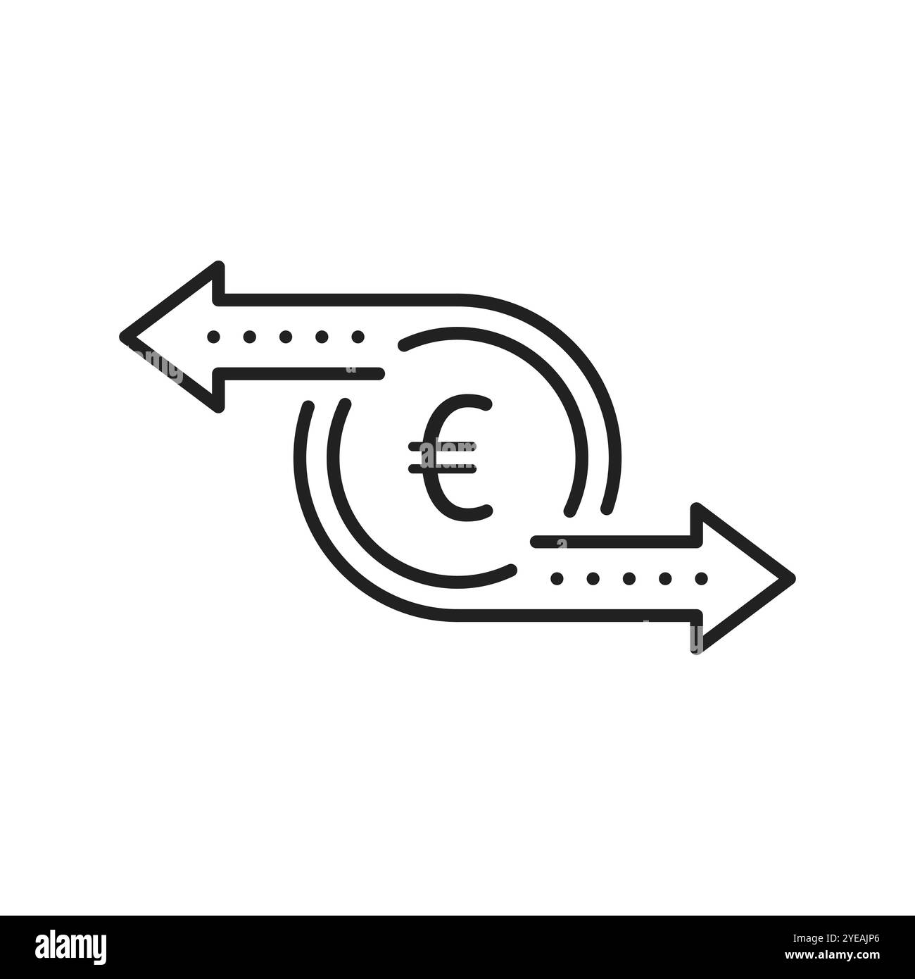 simple ligne fine euro comme icône de flux de trésorerie Illustration de Vecteur