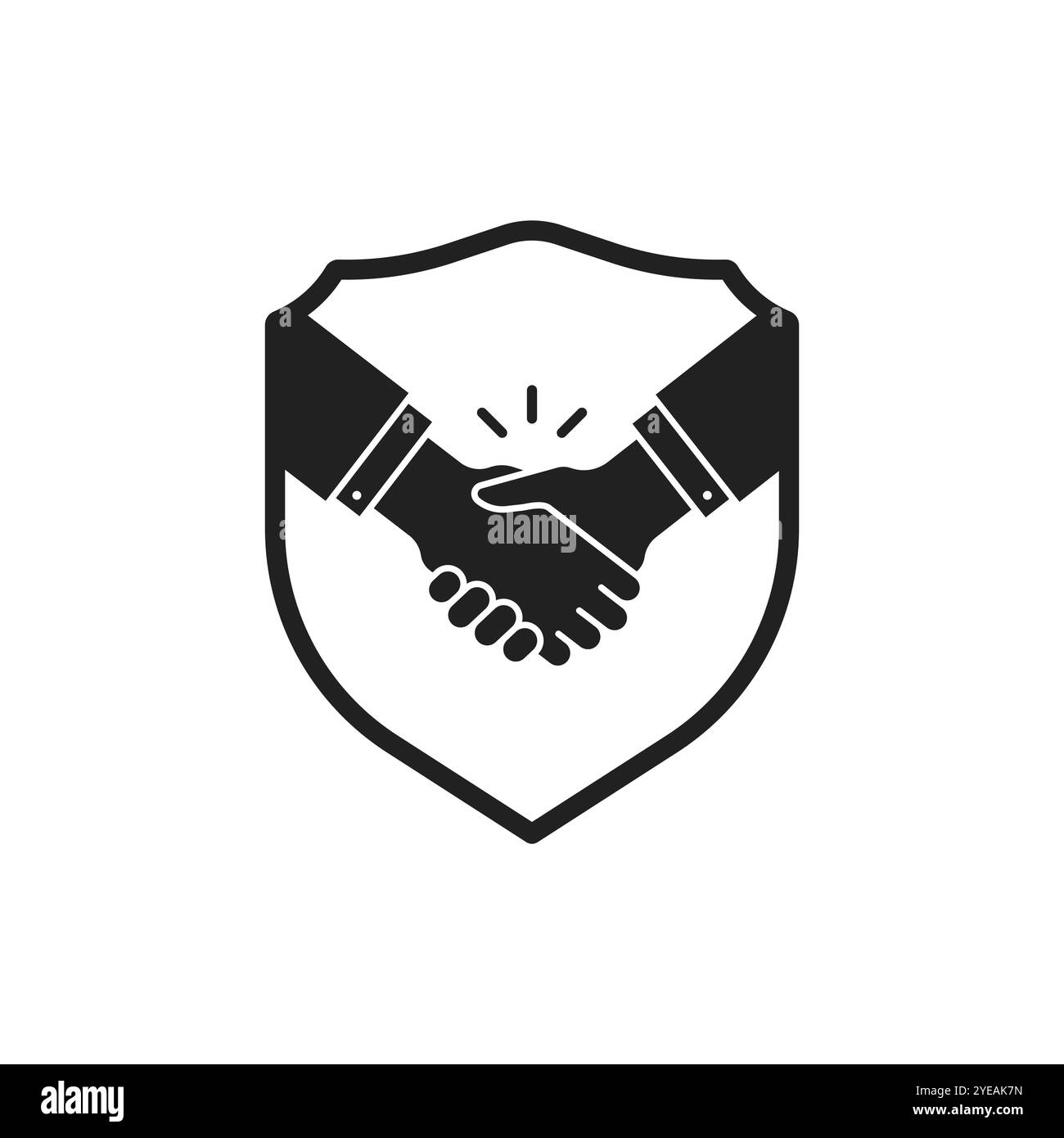 concluez une transaction avec une poignée de main et un bouclier Illustration de Vecteur