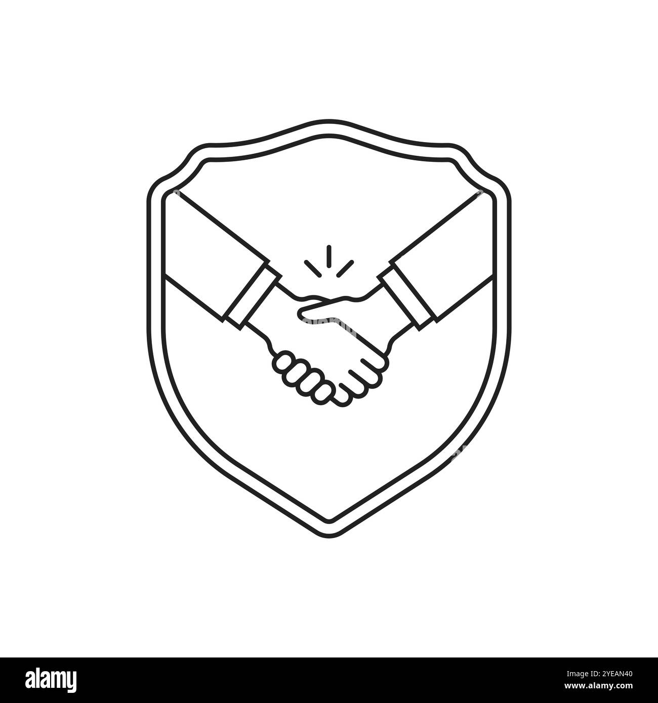 poignée de main linéaire et bouclier comme une transaction sécurisée Illustration de Vecteur