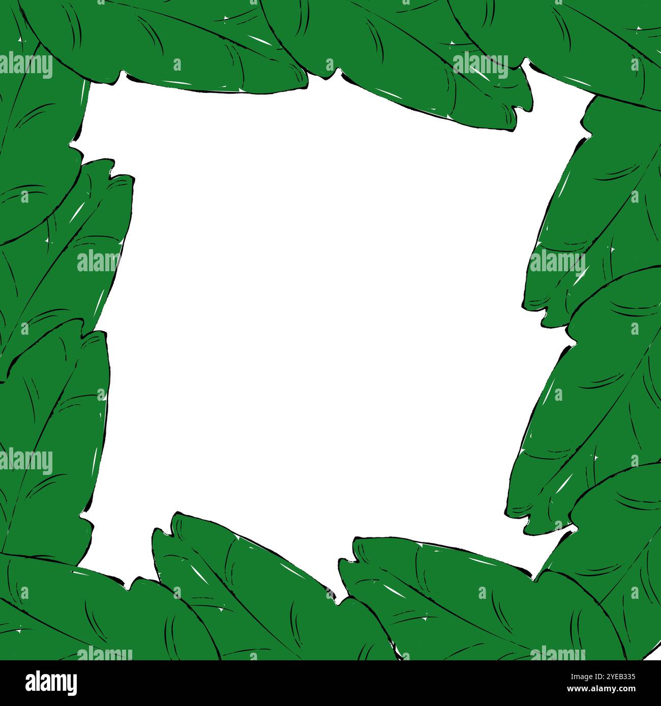 cadre de bordure carrée de feuilles tropicales dans le graphique. Illustration vectorielle avec de belles plantes tropicales de la forêt tropicale amazonienne. Été, dessins de voyage, affiche Illustration de Vecteur
