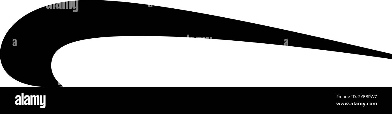 Élément graphique noir abstrait ressemblant à un swoosh stylisé, véhiculant une sensation de mouvement, de vitesse et de dynamisme. Parfait pour minimaliste et moderne Illustration de Vecteur
