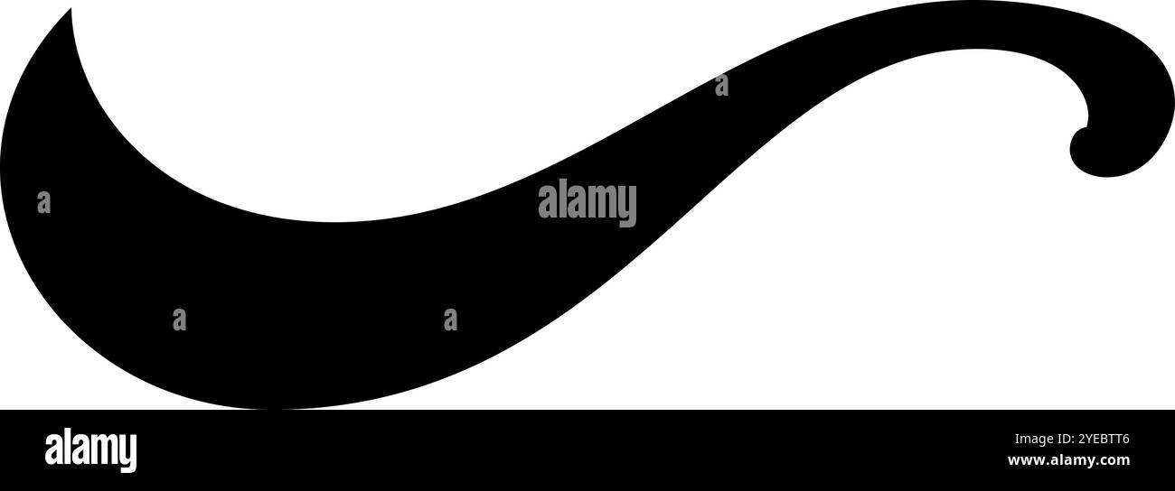 La forme ondulée noire est isolée sur un fond blanc, formant un élément de conception abstrait qui pourrait être utilisé à diverses fins Illustration de Vecteur