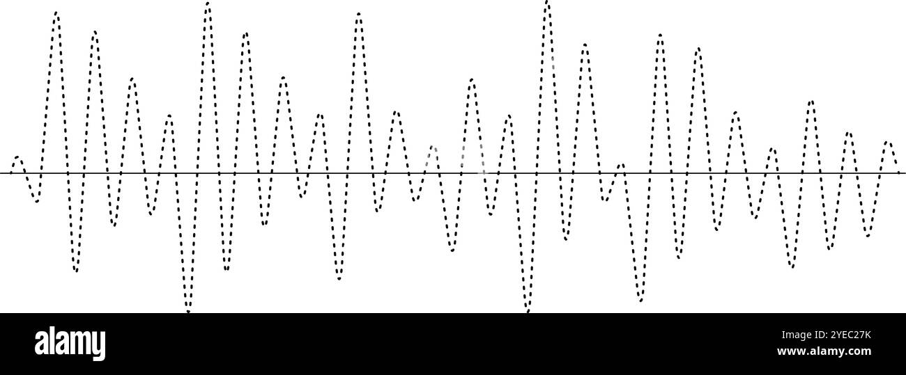 La ligne pointillée forme un motif répétitif d'ondes ascendantes et descendantes, évoquant des concepts tels que le son, la vibration, la fréquence ou le cycle Illustration de Vecteur