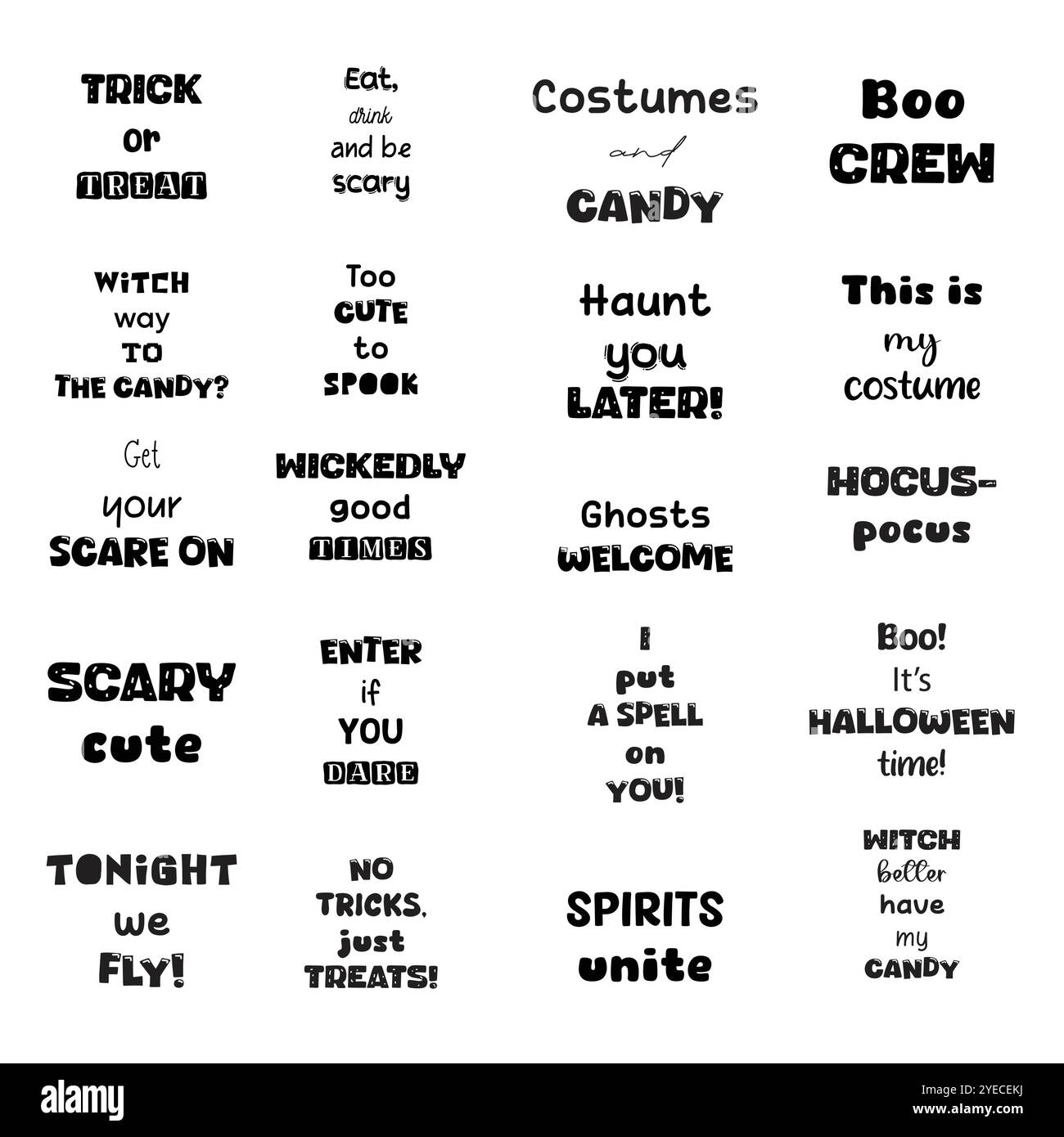 Ensemble de citations de thème d'Halloween. Eléments de conception vectorielle. Illustration de Vecteur