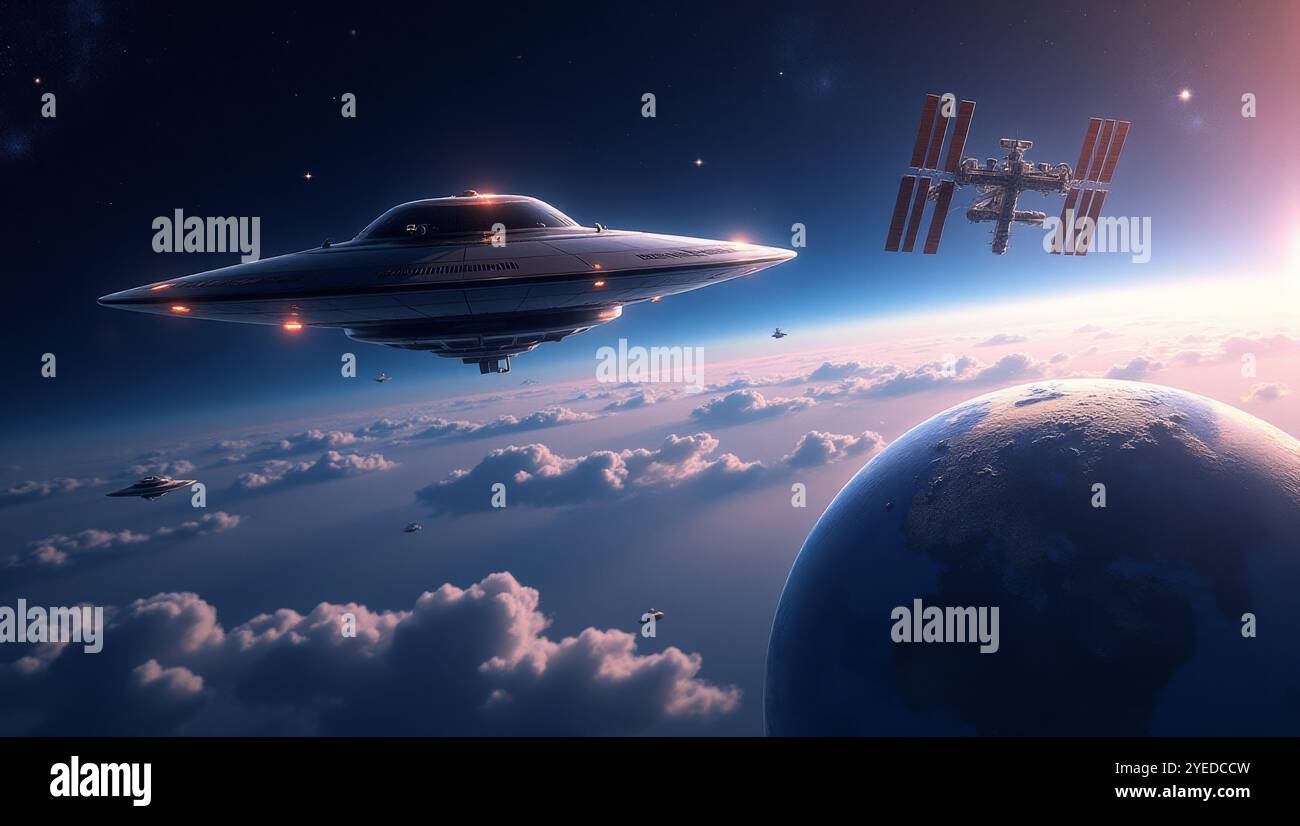 OVNIS sur Terre Banque D'Images