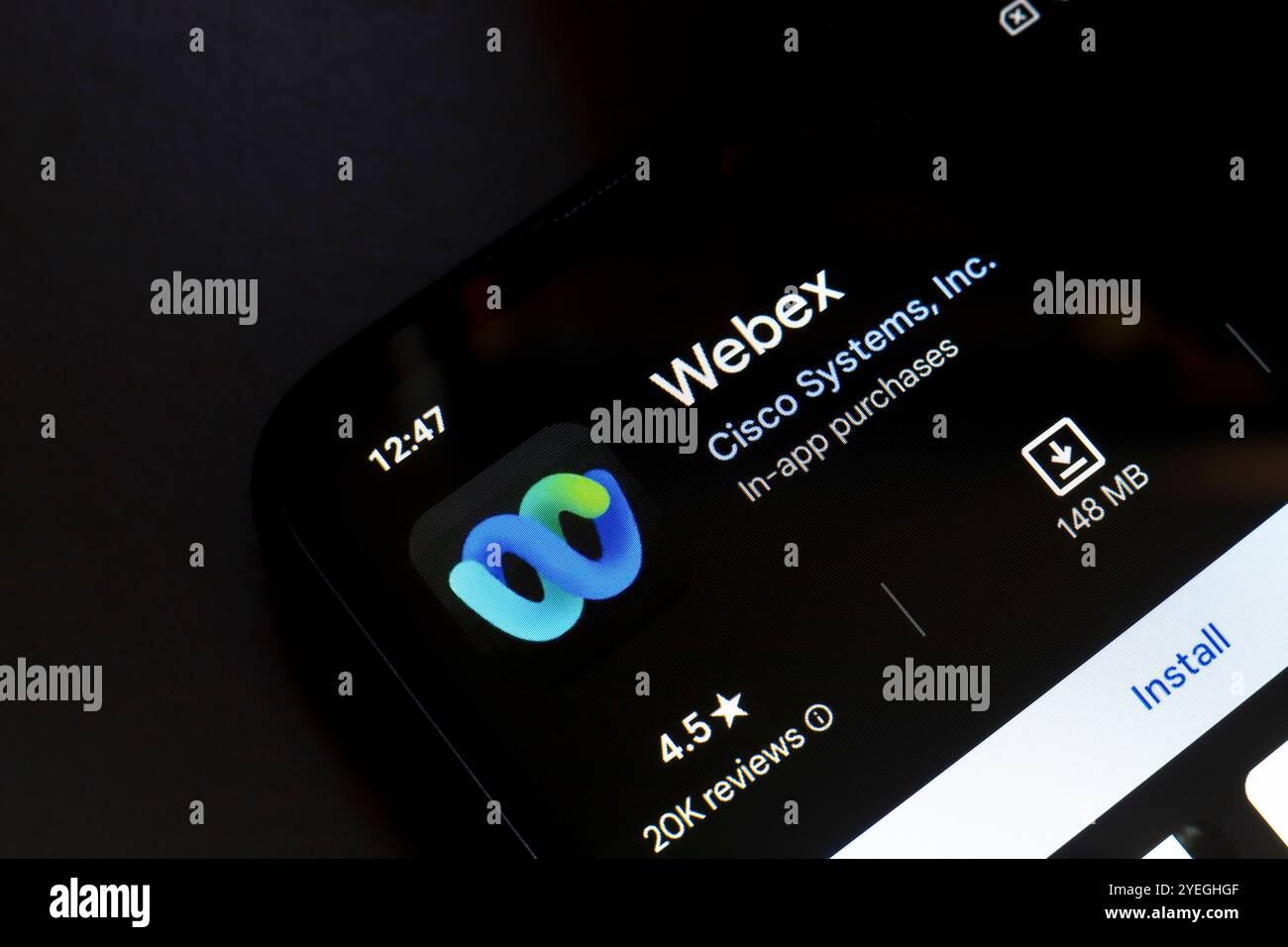 31 octobre 2024, Brésil. Dans cette illustration photo, le logo de l'application Cisco Webex est affiché sur l'écran d'un smartphone Banque D'Images