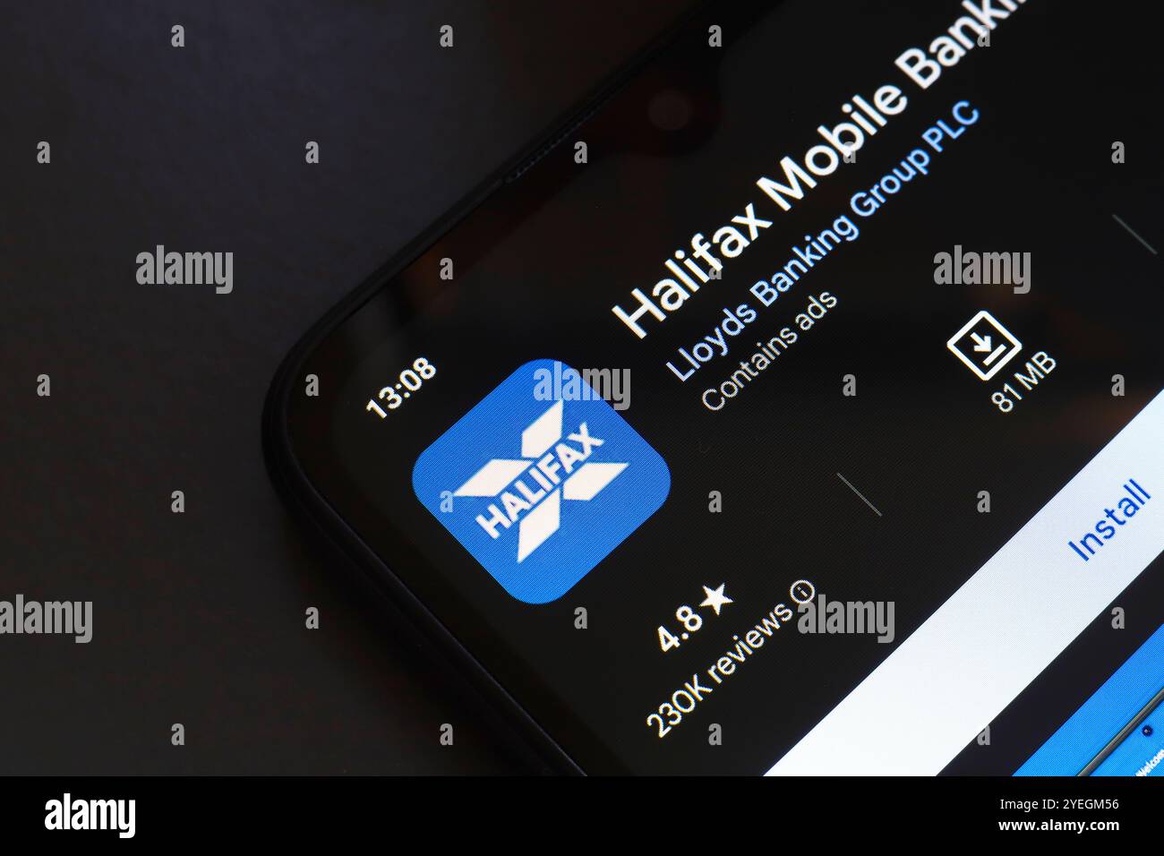31 octobre 2024, Brésil. Dans cette illustration photo, le logo de l'application services bancaires mobiles Halifax est affiché sur l'écran d'un téléphone intelligent Banque D'Images
