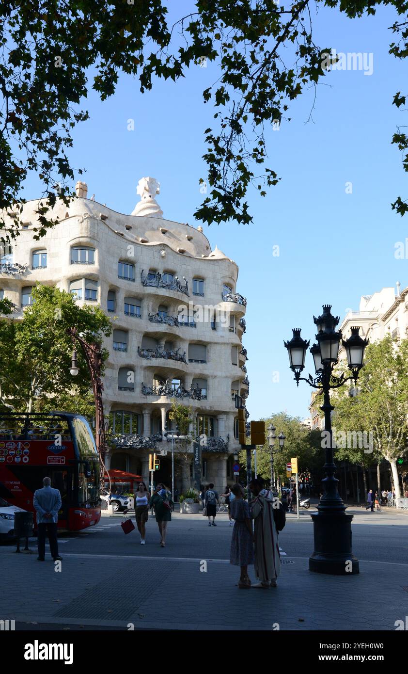 Casa Milà on Passeig de Gràcia, Barcelone, Espagne. Banque D'Images