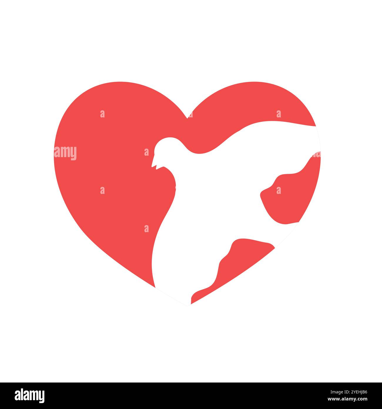 Coeur rouge avec silhouette de colombe blanche. Illustration vectorielle Illustration de Vecteur