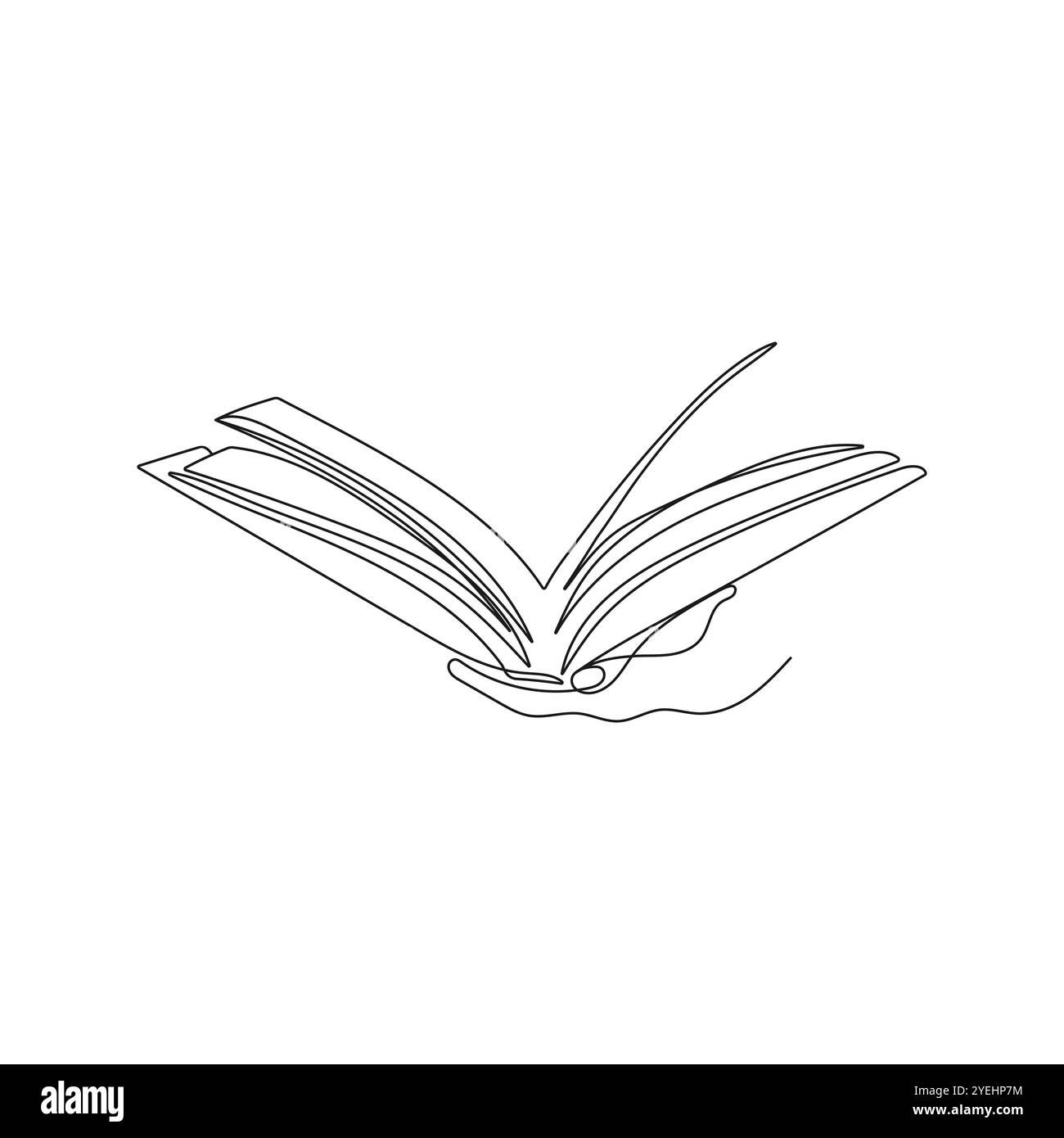 Main tenant livre ouvert dans un style de dessin à une ligne. Lecture, concept d'éducation. Illustration vectorielle dessinée à la main. Illustration de Vecteur