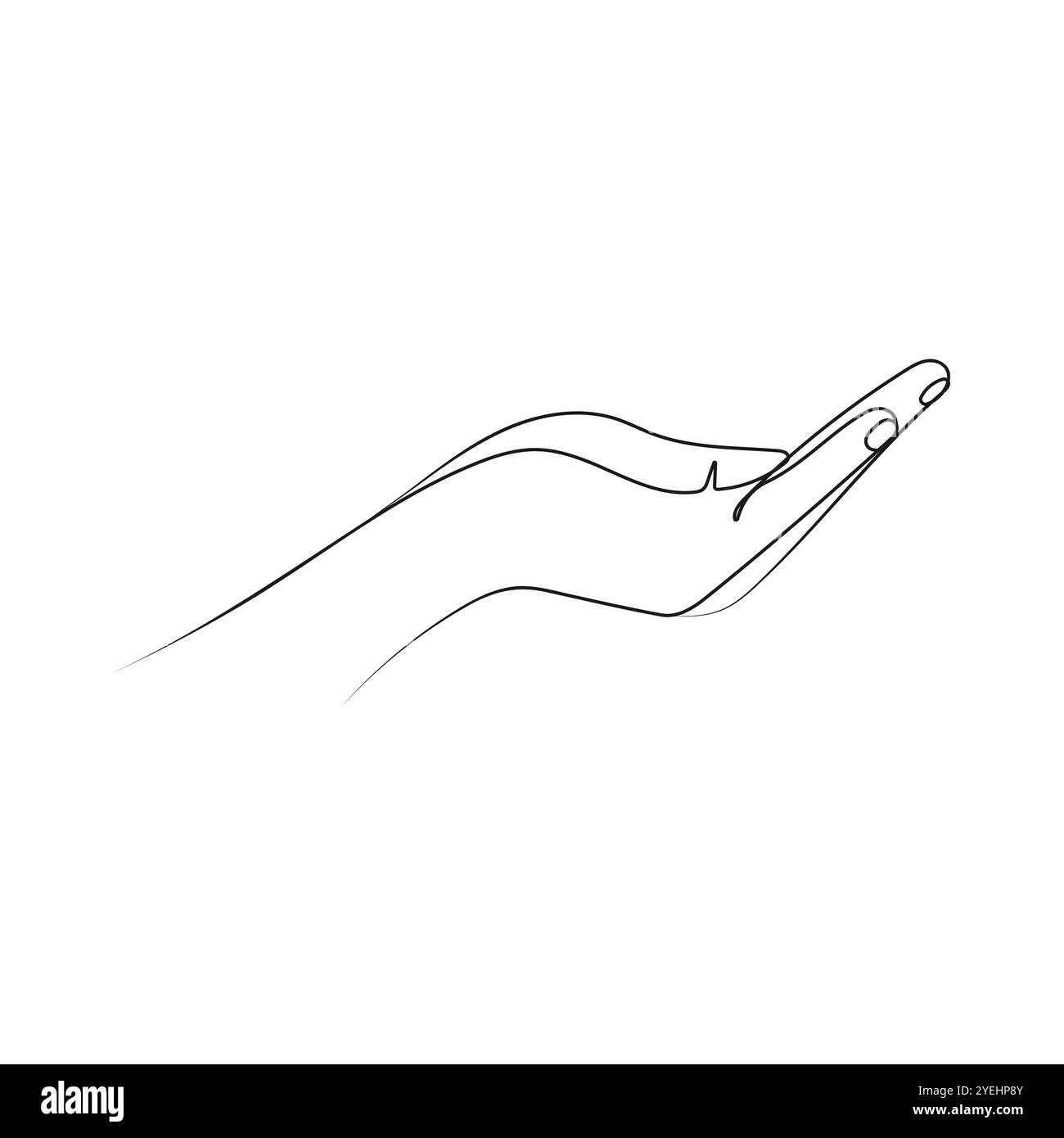 Ouvrez la paume d'un geste de la main. Bras isolé sur fond blanc. Une seule ligne Illustration vectorielle dessinée à la main. Illustration de Vecteur