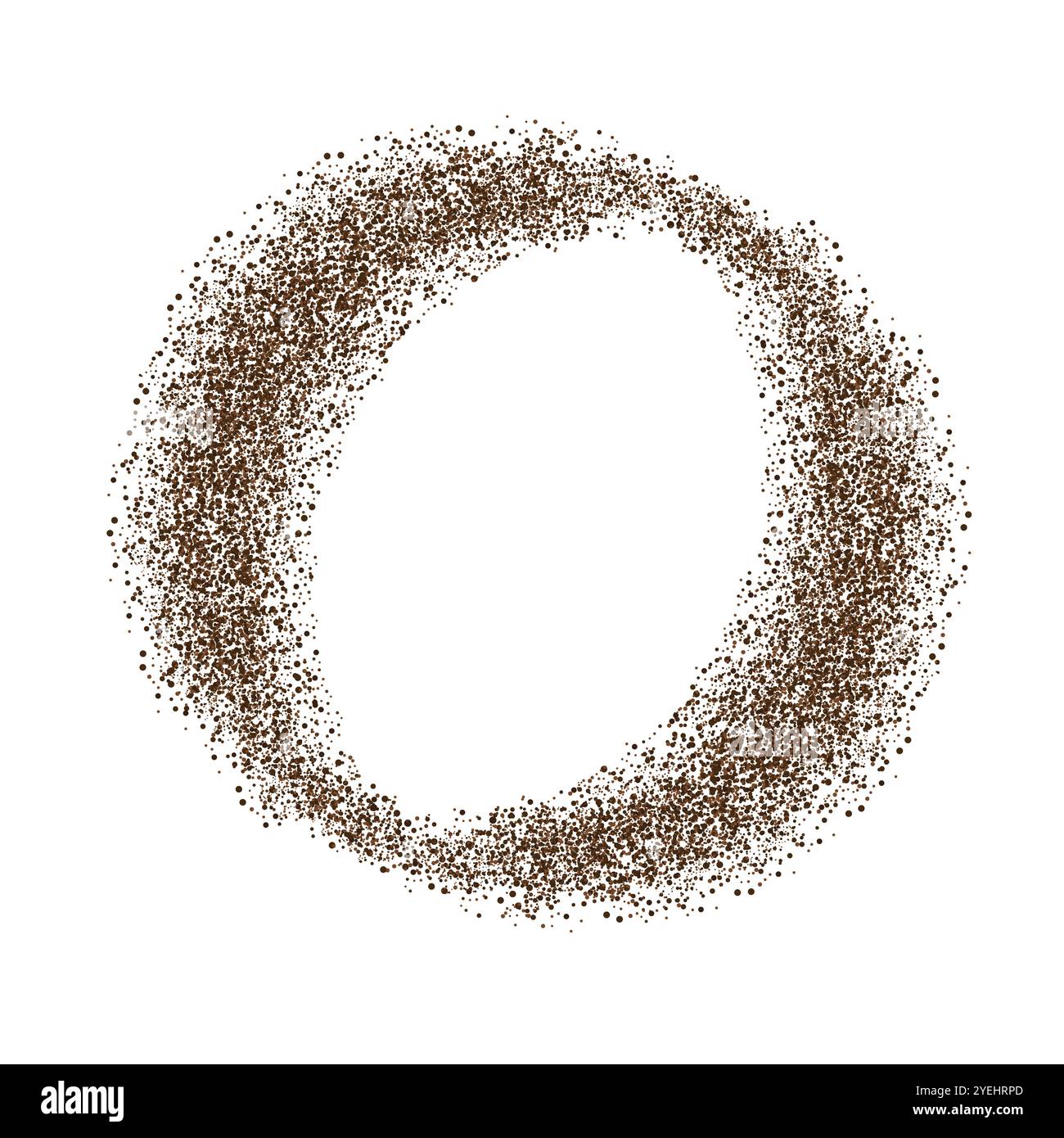 Poudre moussée de café, vue de dessus sur le cacao. Grain de grain avec particules texturées tache. Poussière de chocolat brun. forme des grains et des granules. Illustration vectorielle Illustration de Vecteur