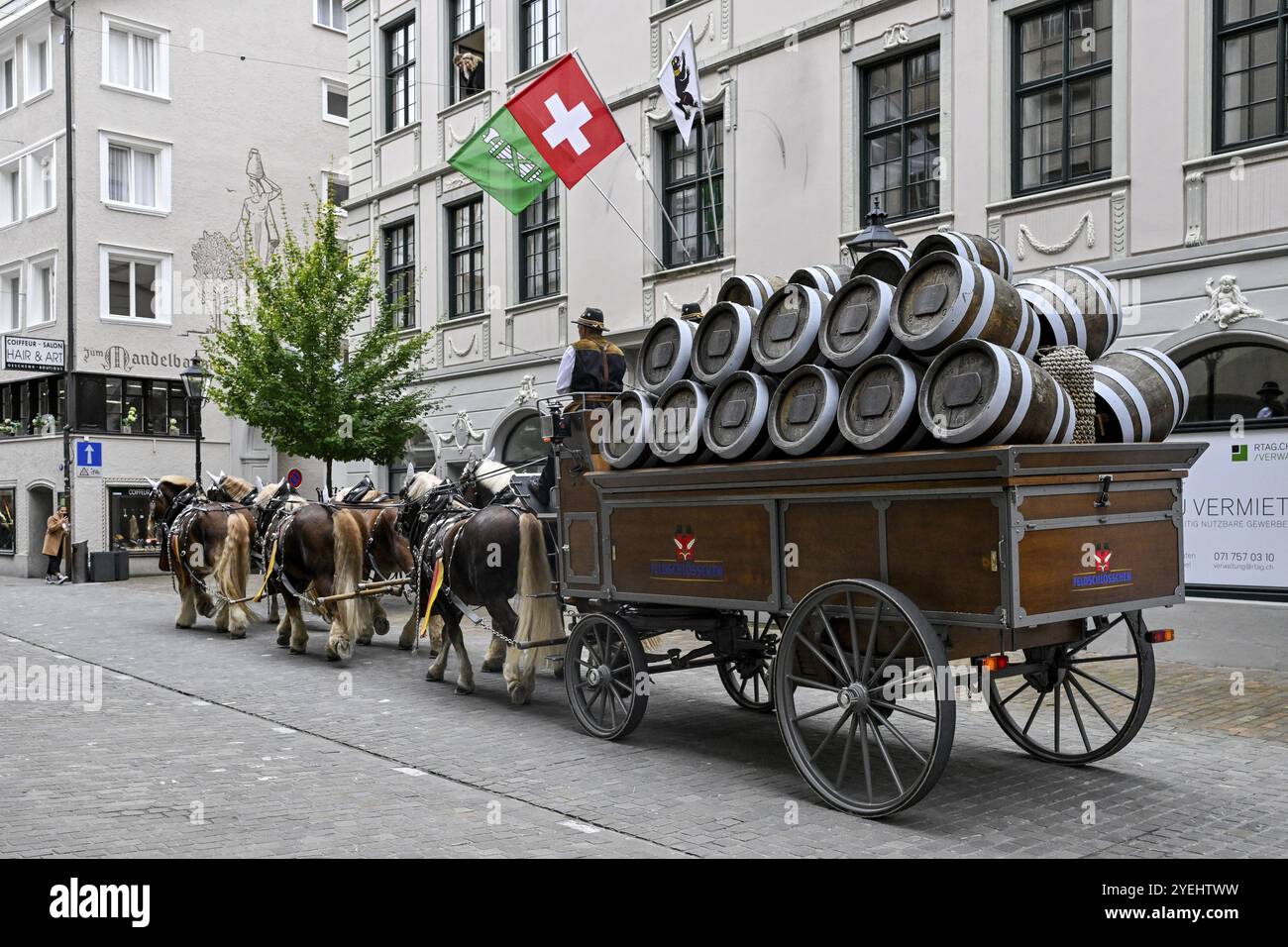 Feldschloesschen Brewery Horses, composé Gallen, Suisse, Europe Banque D'Images