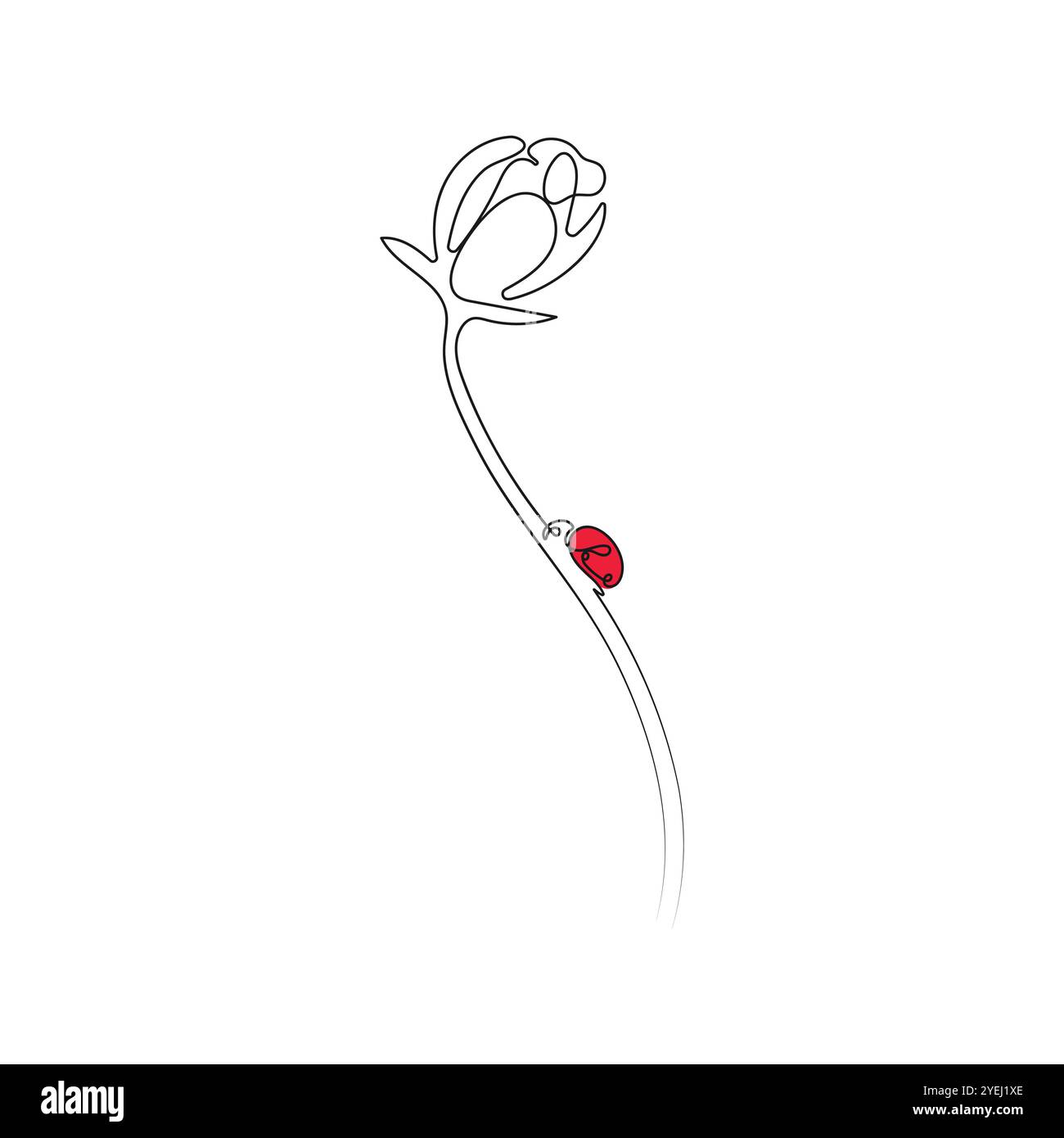 Coccinelle assise sur la fleur. Une seule ligne Illustration vectorielle de printemps. Illustration de Vecteur