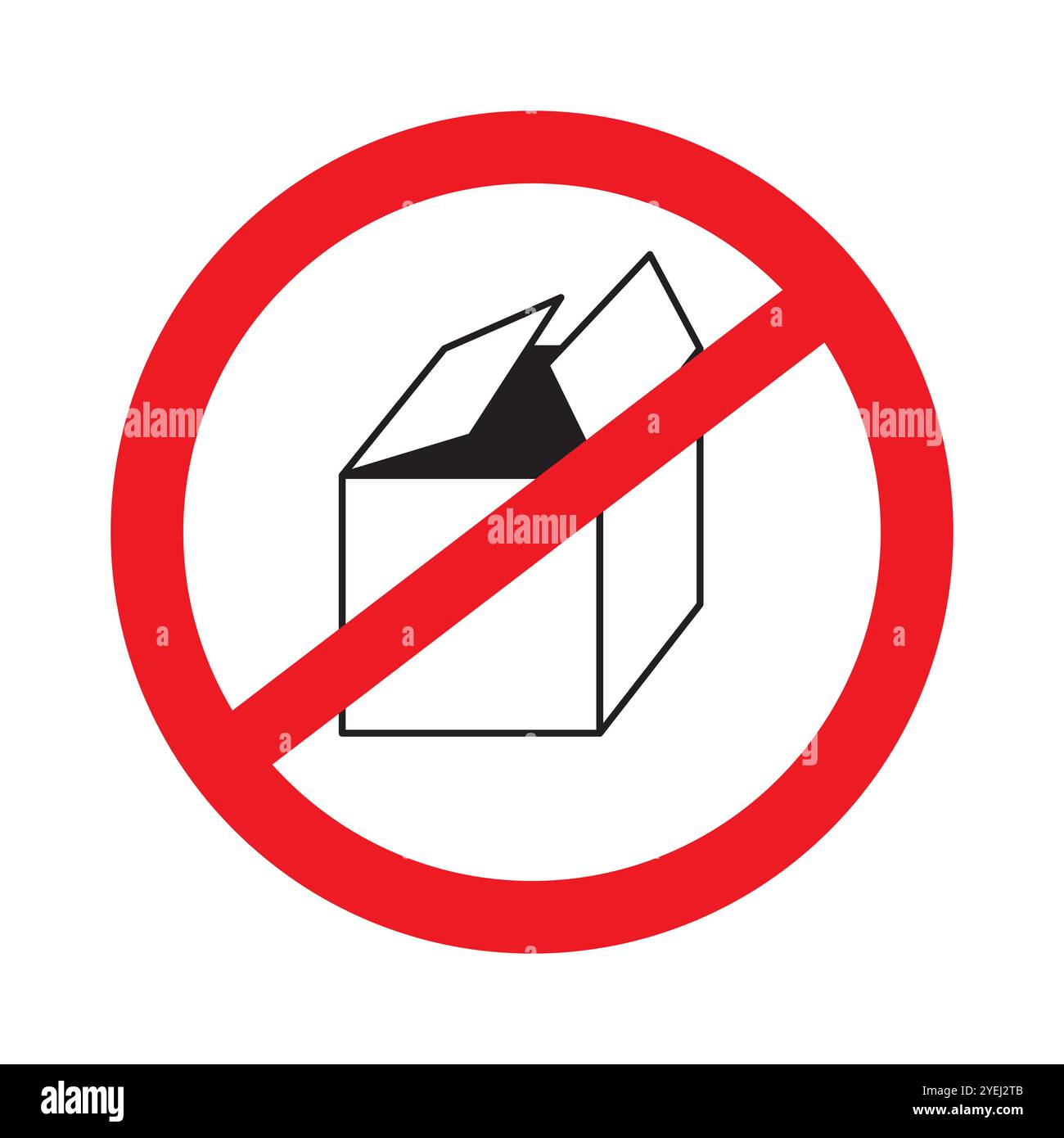 Icône de boîte interdite. Symbole d'emballage interdit. Aucun contour de boîte. Signe de restriction vectorielle. Illustration de Vecteur
