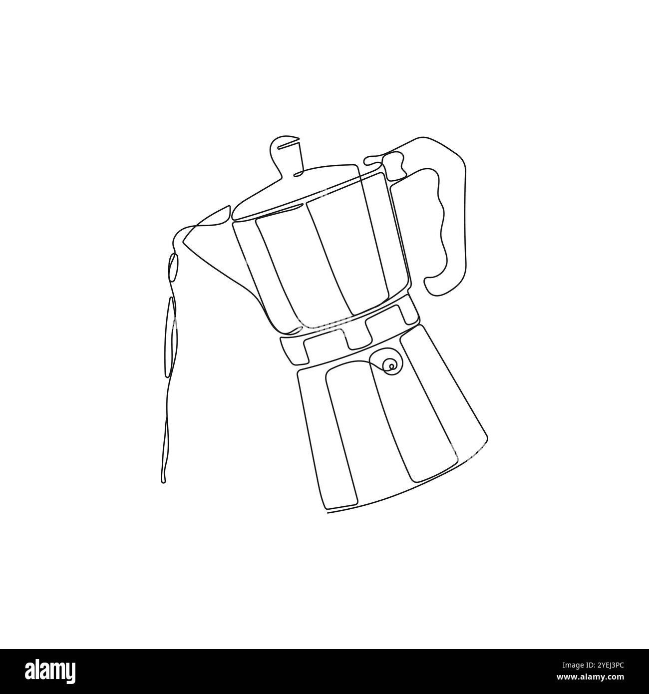 Pot geyser café italien en une ligne optimisée Cafetière traditionnelle vintage. Illustration vectorielle dessinée à la main. Illustration de Vecteur