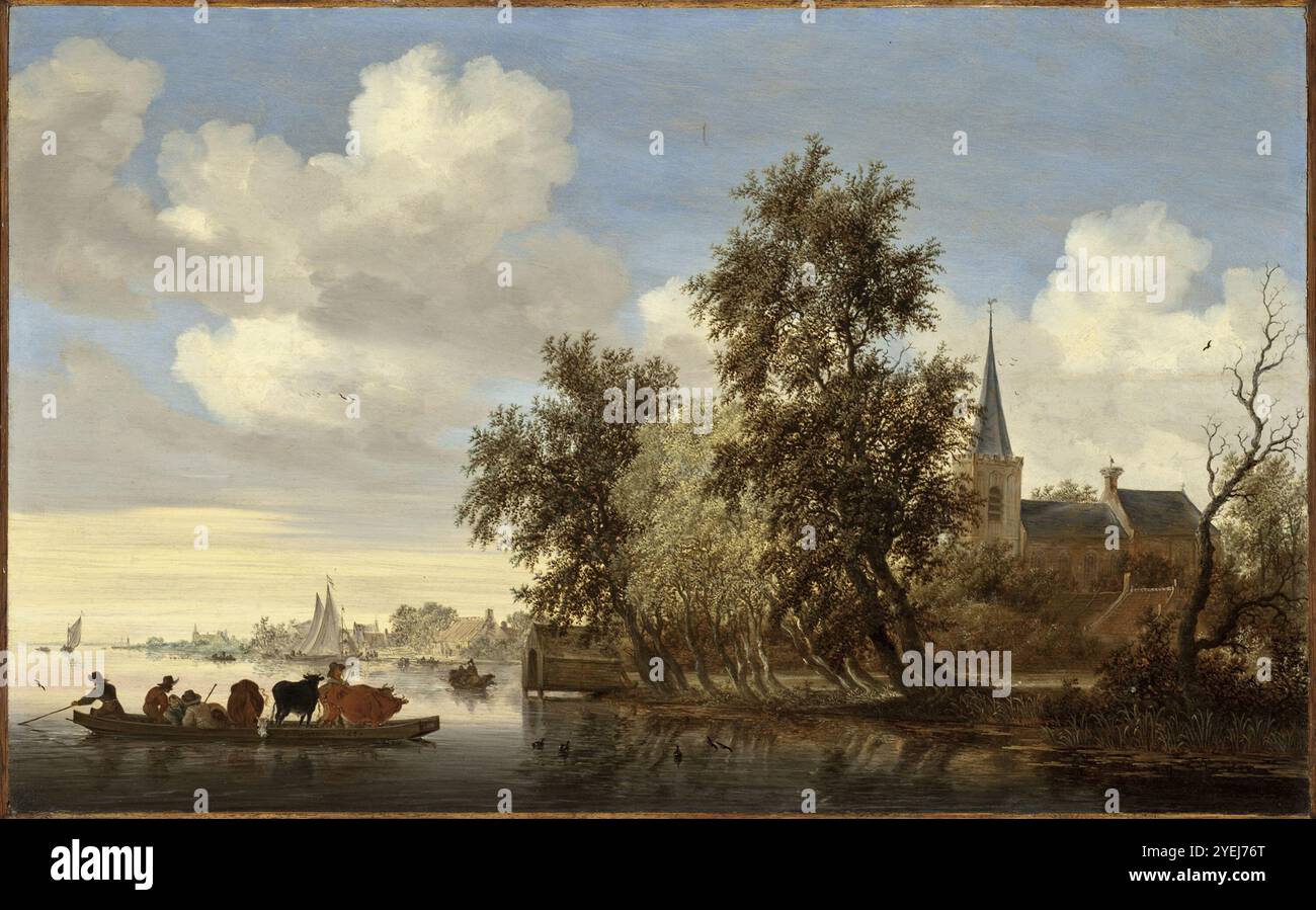 Paysage fluvial avec un ferry Salomon Jacobsz van Ruysdael (Nord des pays-Bas, vers 1602-1670) 1650 peintures Banque D'Images