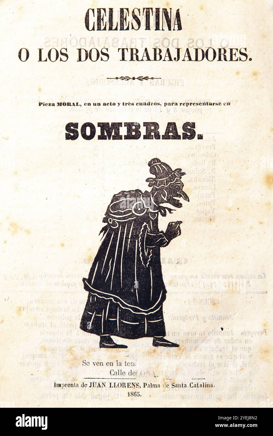 Celestina o los dos trabajadores. Pieza moral, en un acto y tres cuadros, para Representar en sombras', 1865. Museu Català de les Arts i Tradicions Populars. Banque D'Images