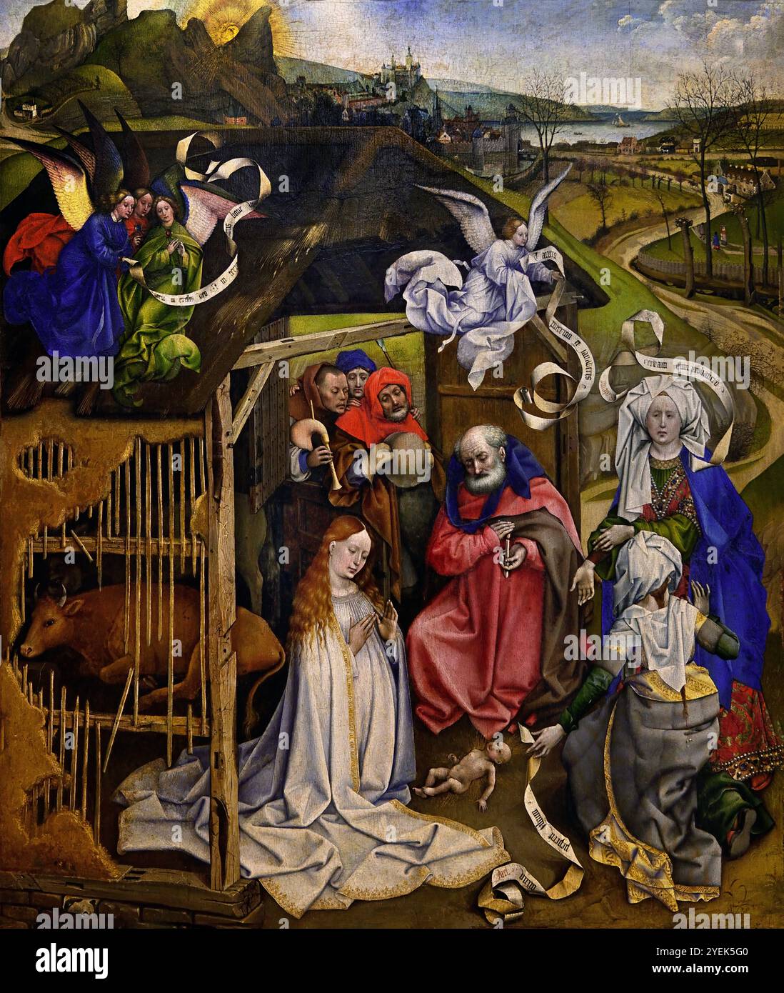 Nativité 1420 Campin par Robert Campin Musée des Beaux-Arts de Dijon France ( connu sous le nom de « Maître de Flémalle », la Nativité, vers 1415-1430.) La Nativité, se réfère à la, naissance de Jésus, la figure centrale de la religion du christianisme, célébrer la Nativité, pendant, Noël, Banque D'Images