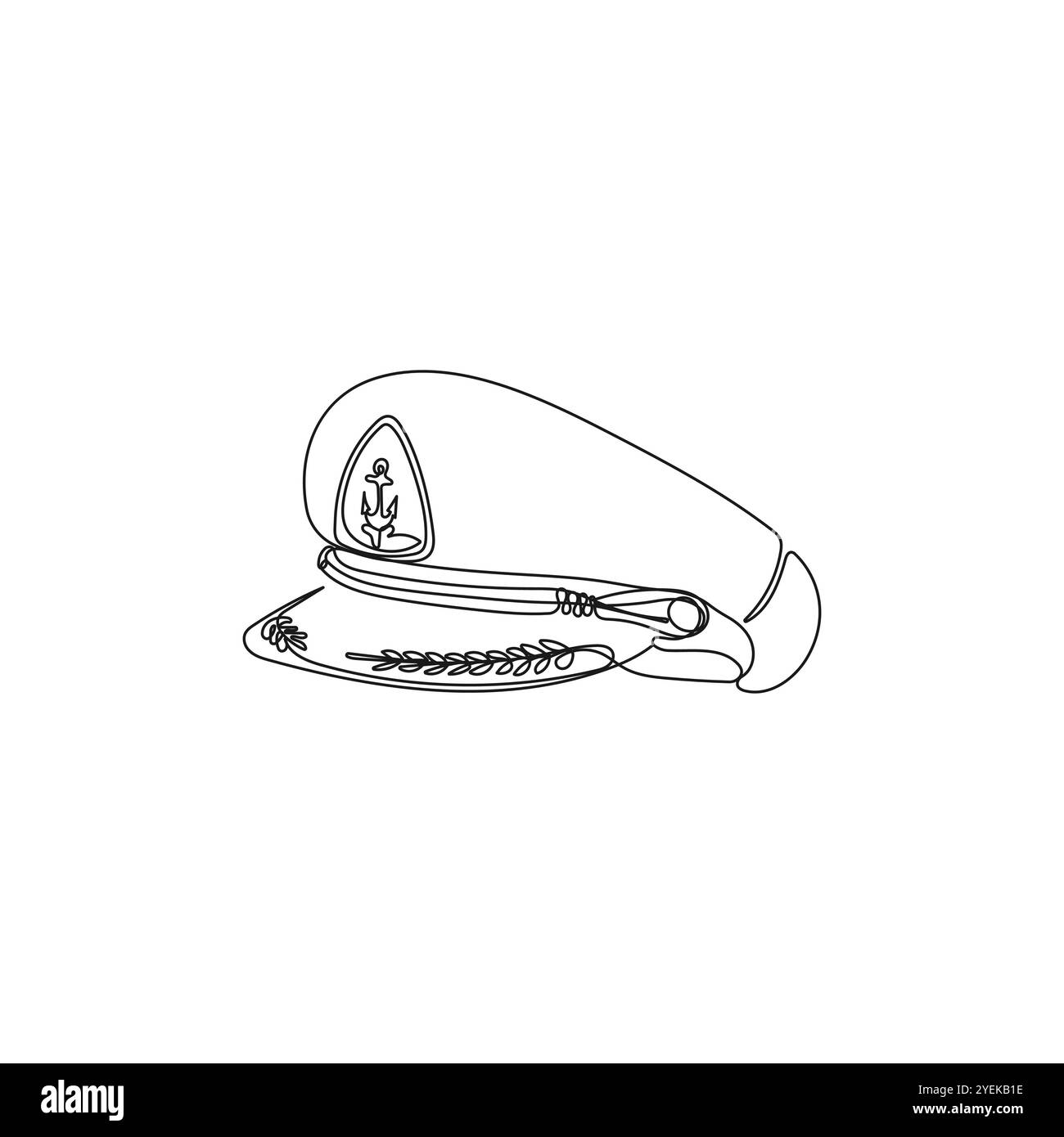 Chapeau de capitaine dans un style de dessin de ligne. Casquette de marin. Tenue marine. Illustration vectorielle dessinée à la main. Illustration de Vecteur