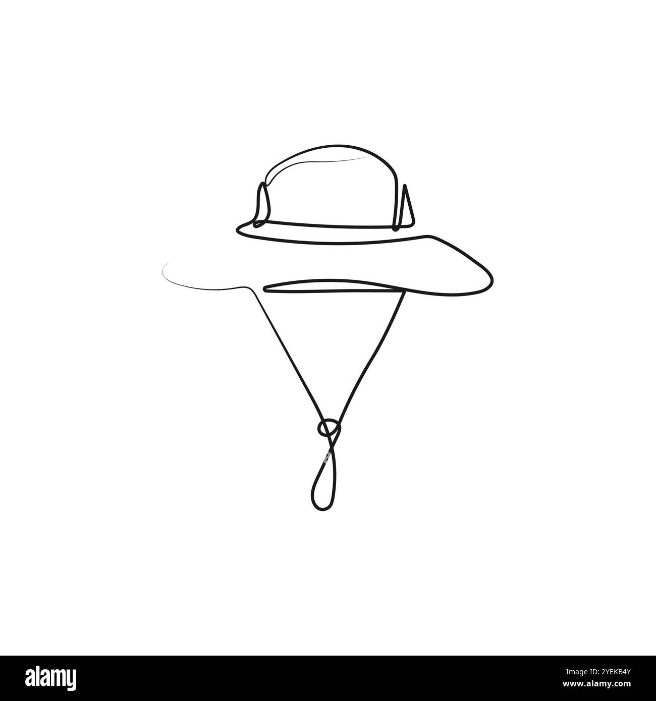 Chapeau de touriste d'aventure dans un style de dessin de ligne continue. Concept de logotype de casque. Illustration vectorielle dessinée à la main. Illustration de Vecteur