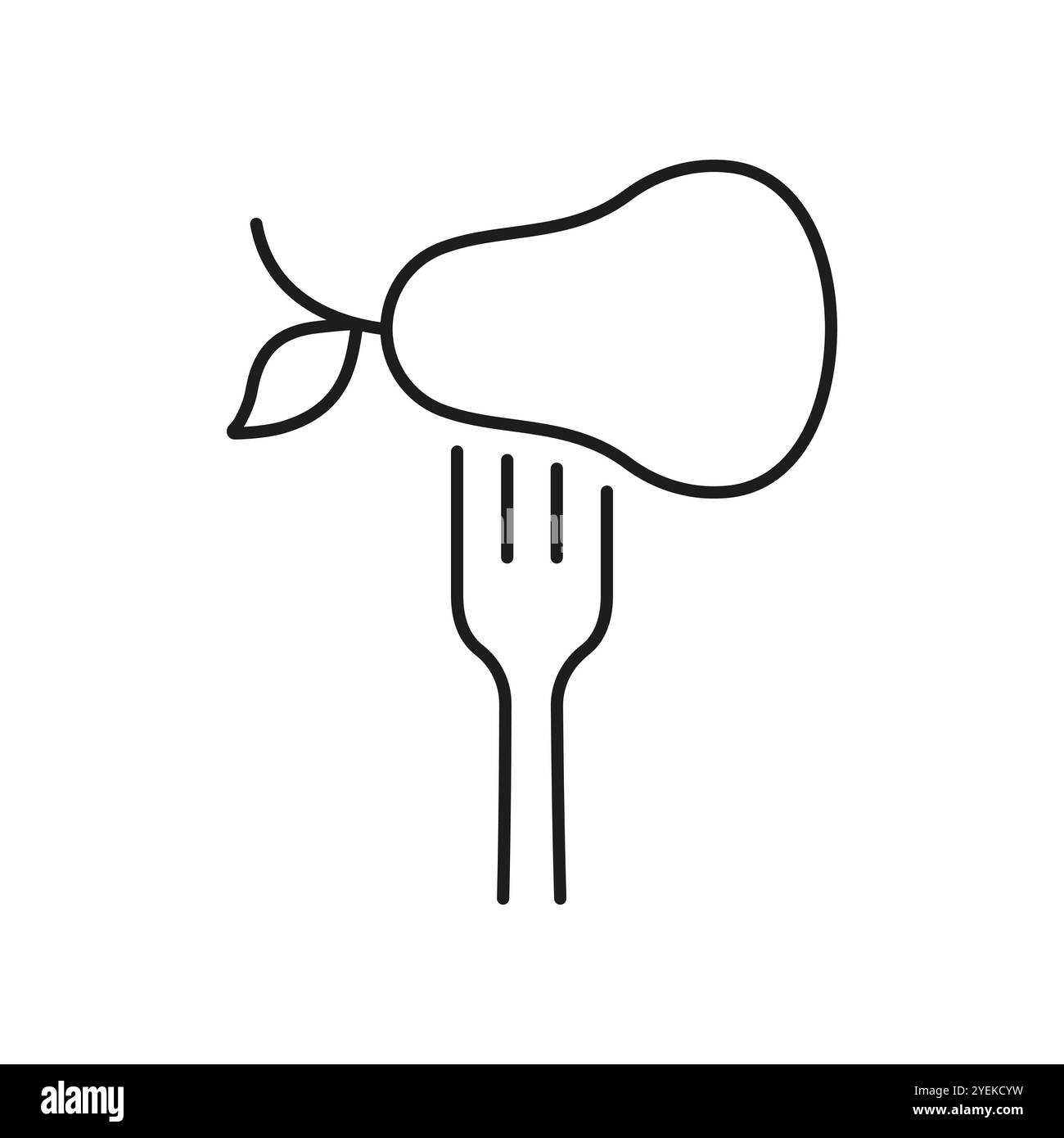 Fourchette avec icône Pear Line, Healthy Food et Vegan Diet concept. Nutrition et bien-être, choix nutritifs d'aliments à base de plantes. Vecteur isolé Illustration de Vecteur