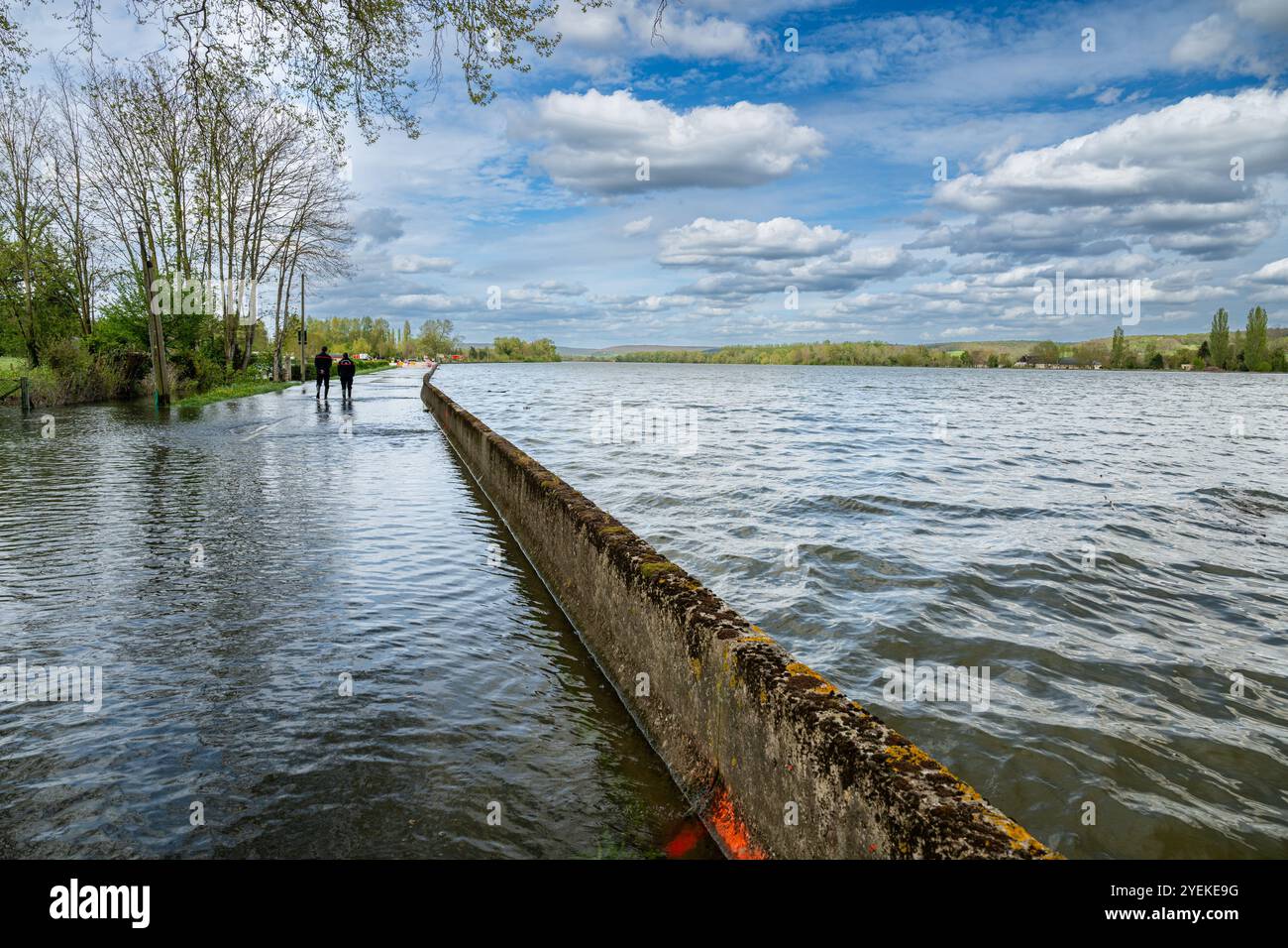 Inondations et élévation du niveau de la Seine à Bardouville (Nord de la France) les 9 et 10 avril 2023. Deux pompiers vus de derrière Banque D'Images Inondations et élévation du niveau de la Seine à Bardouville (Nord de la France) les 9 et 10 avril 2023. Deux pompiers vus de derrière Banque D'Images