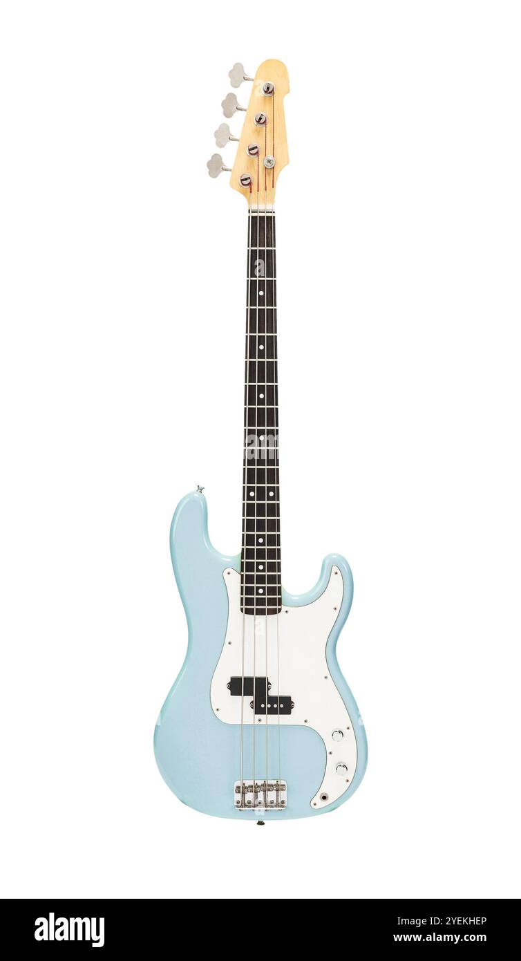 Guitare électrique vintage isolée sur fond blanc, vue avant de l'instrument de musique Banque D'Images