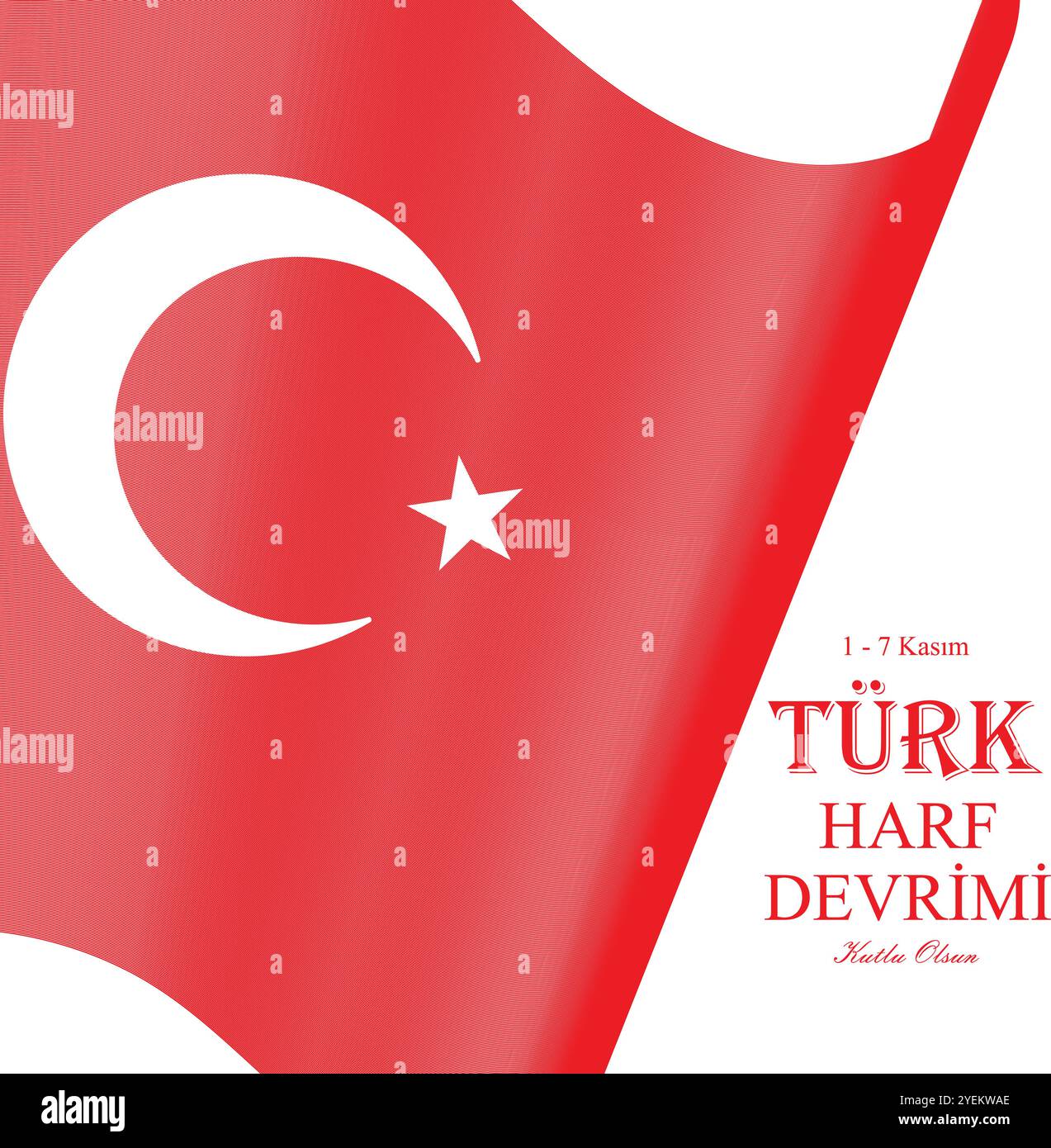 Türk Harf Devrimi Kutlu Olsun (bonne semaine de la révolution des lettres turques). Du 1er au 7 novembre. Illustration de Vecteur