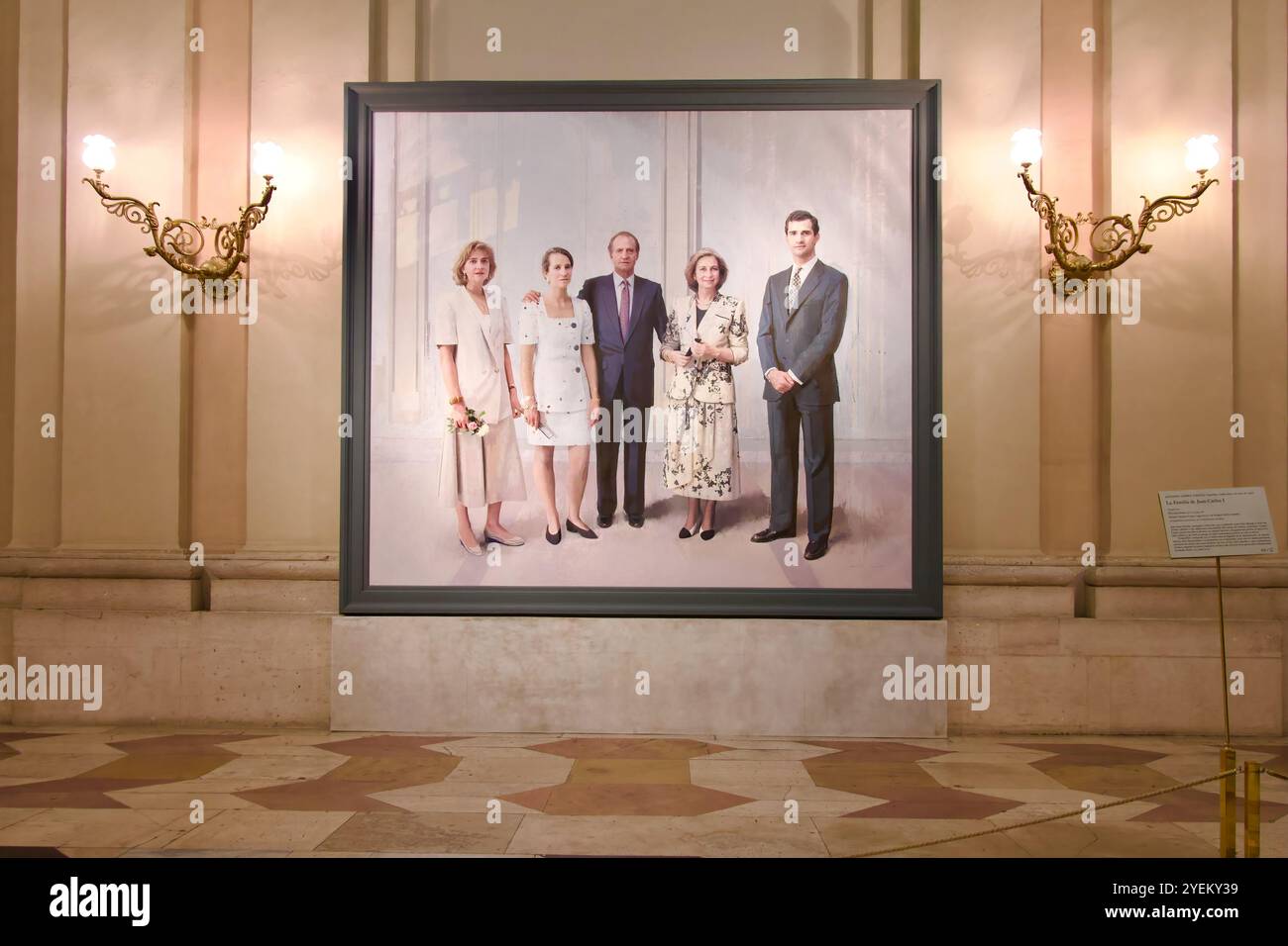 Portrait de la famille royale espagnole Roi Juan Carlos I Reine Sofia Infante Elena Duchesse de Lugo Infante Cristina Prince Felipe Prince des Asturies Banque D'Images