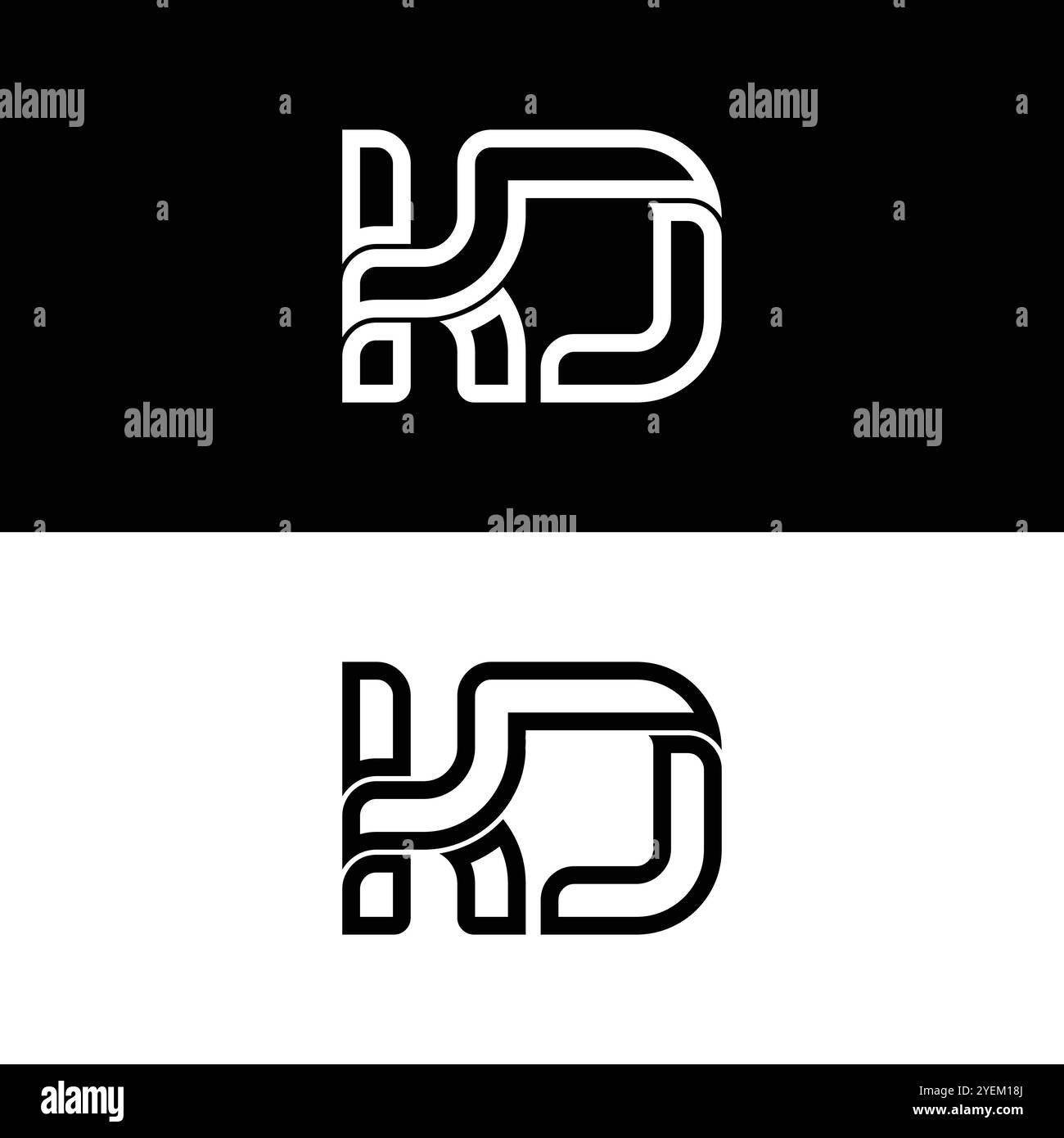K d Monogram logo Design couleur noir et blanc Illustration de Vecteur