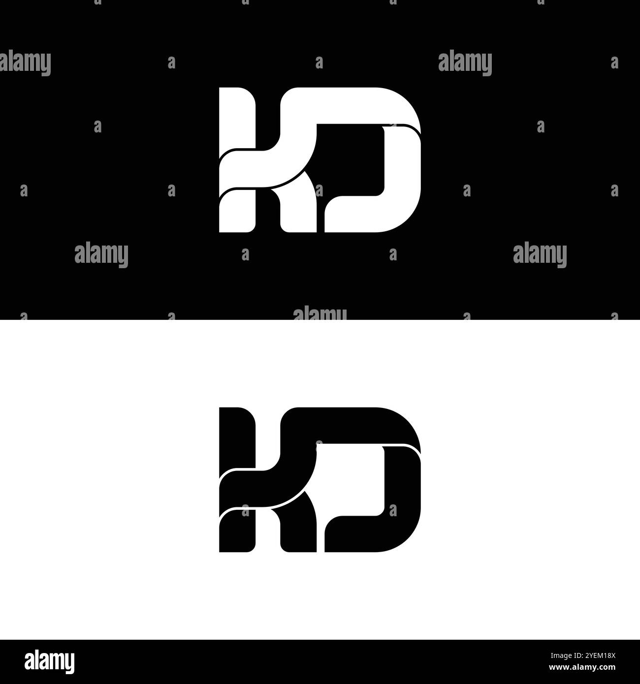 K d Monogram logo Design couleur noir et blanc Illustration de Vecteur