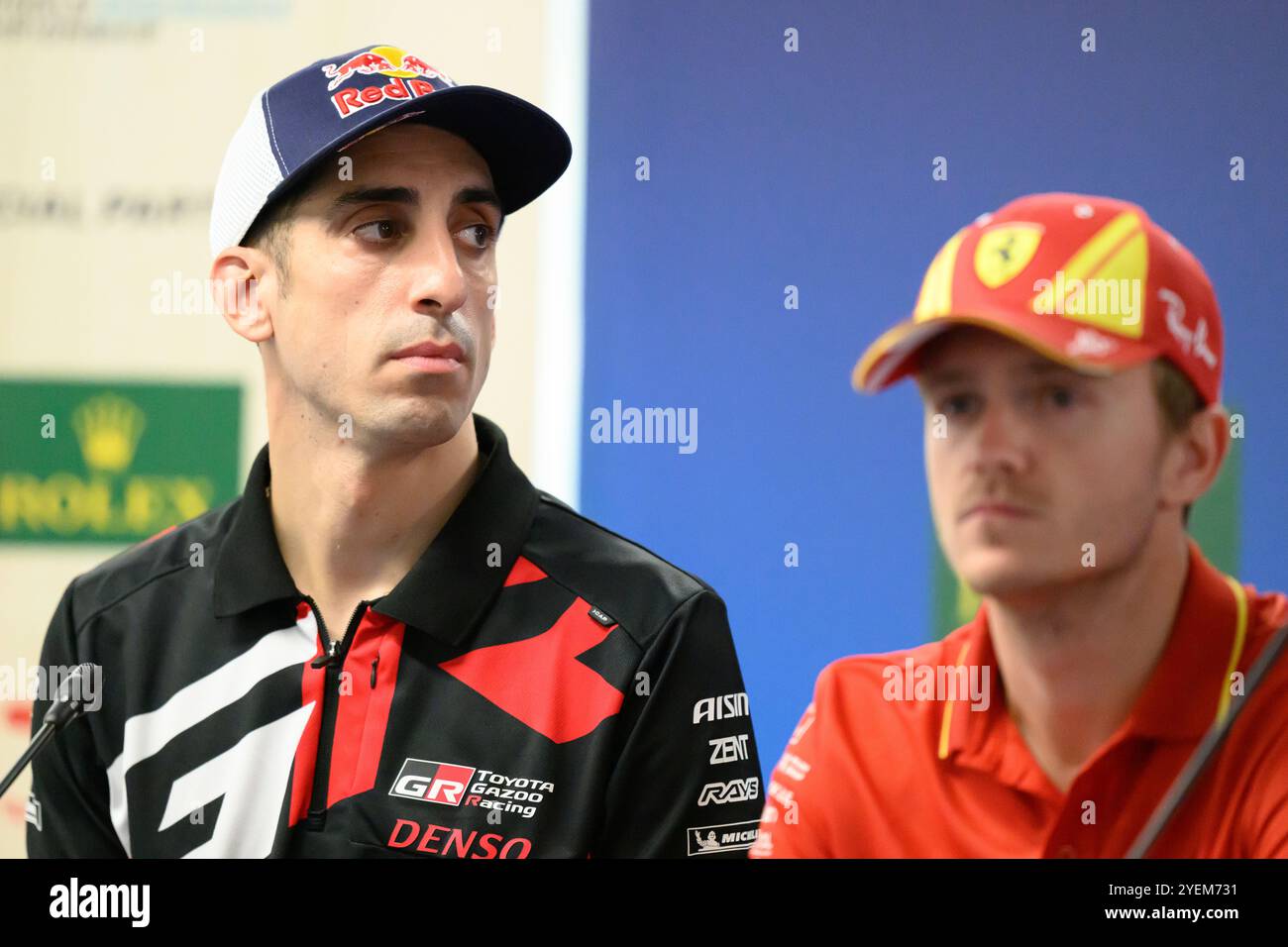 Sakhir, Bahreïn. 31 octobre 2024. Toyota Gazoo Racing No.8 Hypercar - Toyota GR010 - Hybrid, Sébastien Buemi (CHE), lors de la conférence de presse. Ahmad Al Shehab/Alamy Live News. Banque D'Images