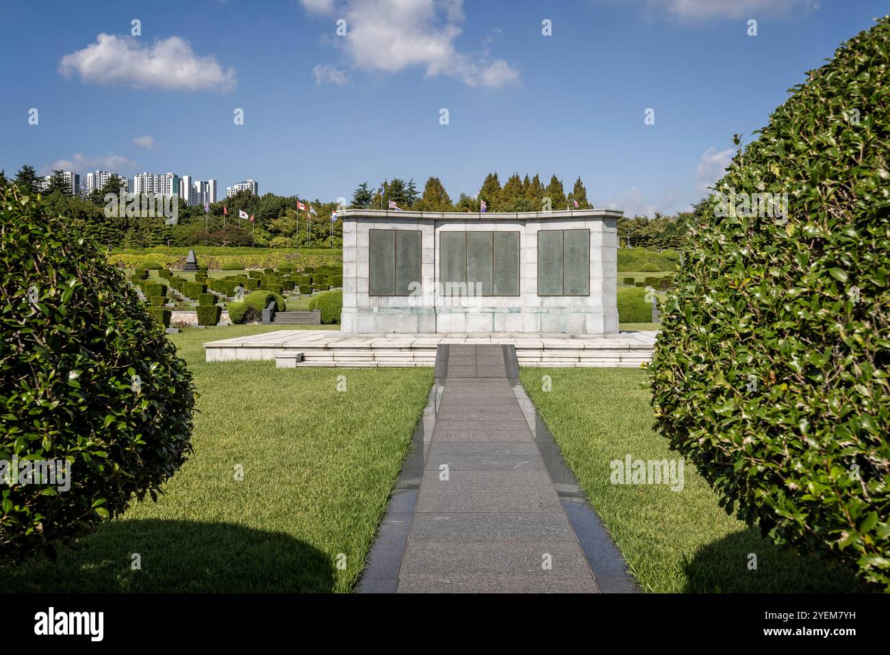 Mémorial aux morts au cimetière commémoratif de l'ONU à Busan, Corée le 1 Ocotber 2024 Banque D'Images