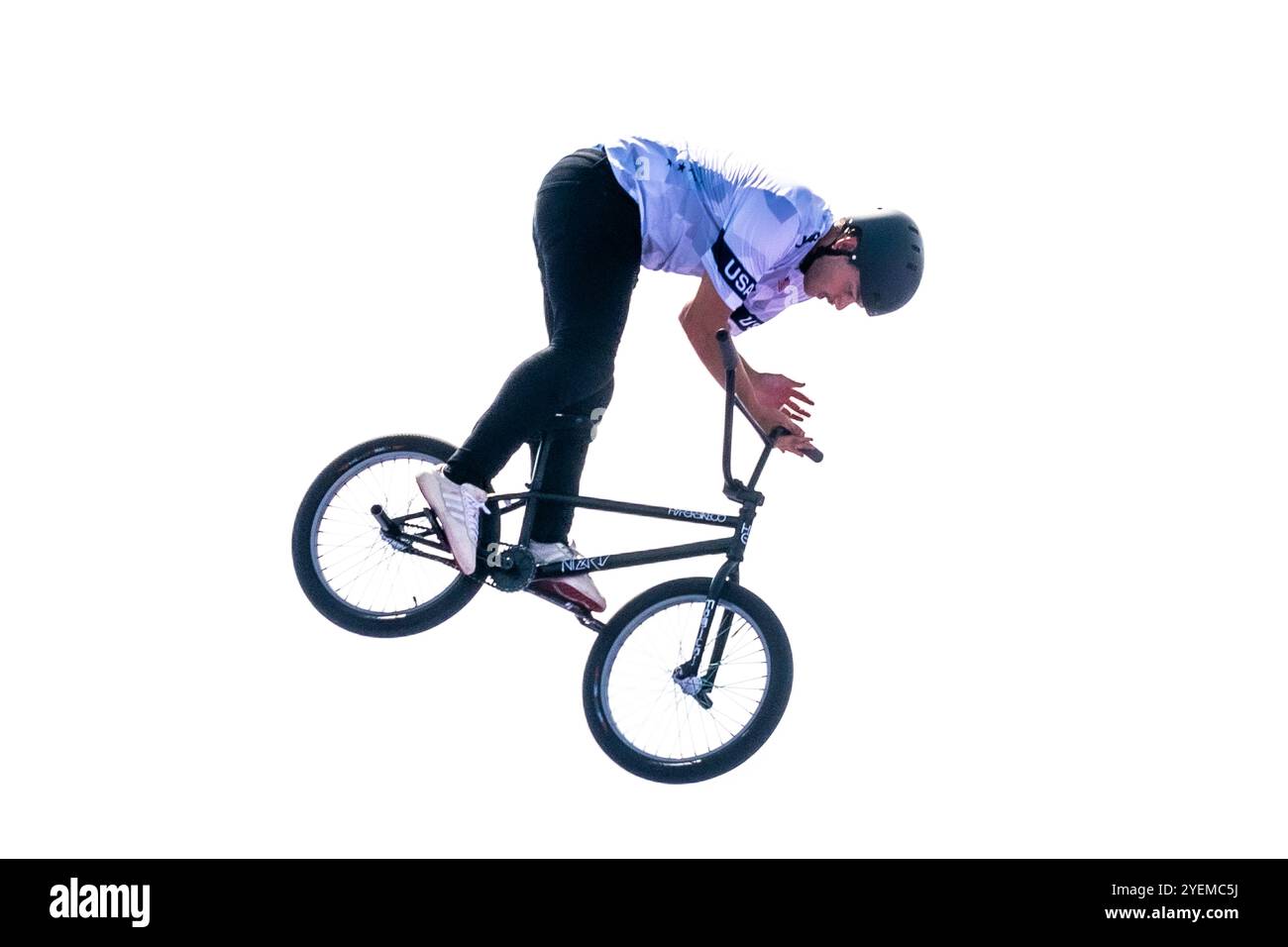 Justin Dowell (USA) participe à la finale du Cycling BMX Freestyle Men's Park Banque D'Images