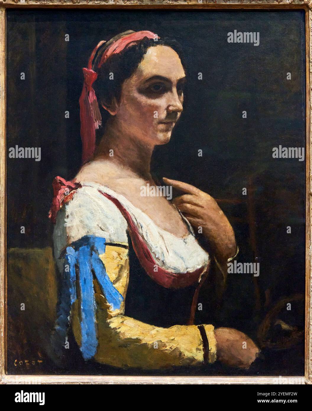 Femme italienne, vers 1870, Jean-Baptiste-Camille Corot (1796- 1875), The National Gallery, Londres, Royaume-Uni Banque D'Images