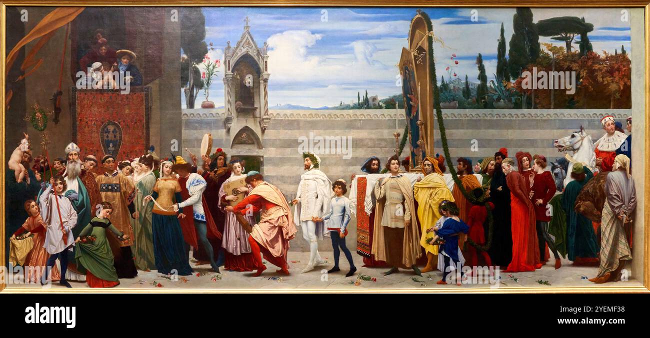 Cimabue's Cimabue's Celebrated Madonna, 1853-1855, Frederic, Lord Leighton (1830-1896), The National Gallery, Londres, Royaume-Uni Banque D'Images