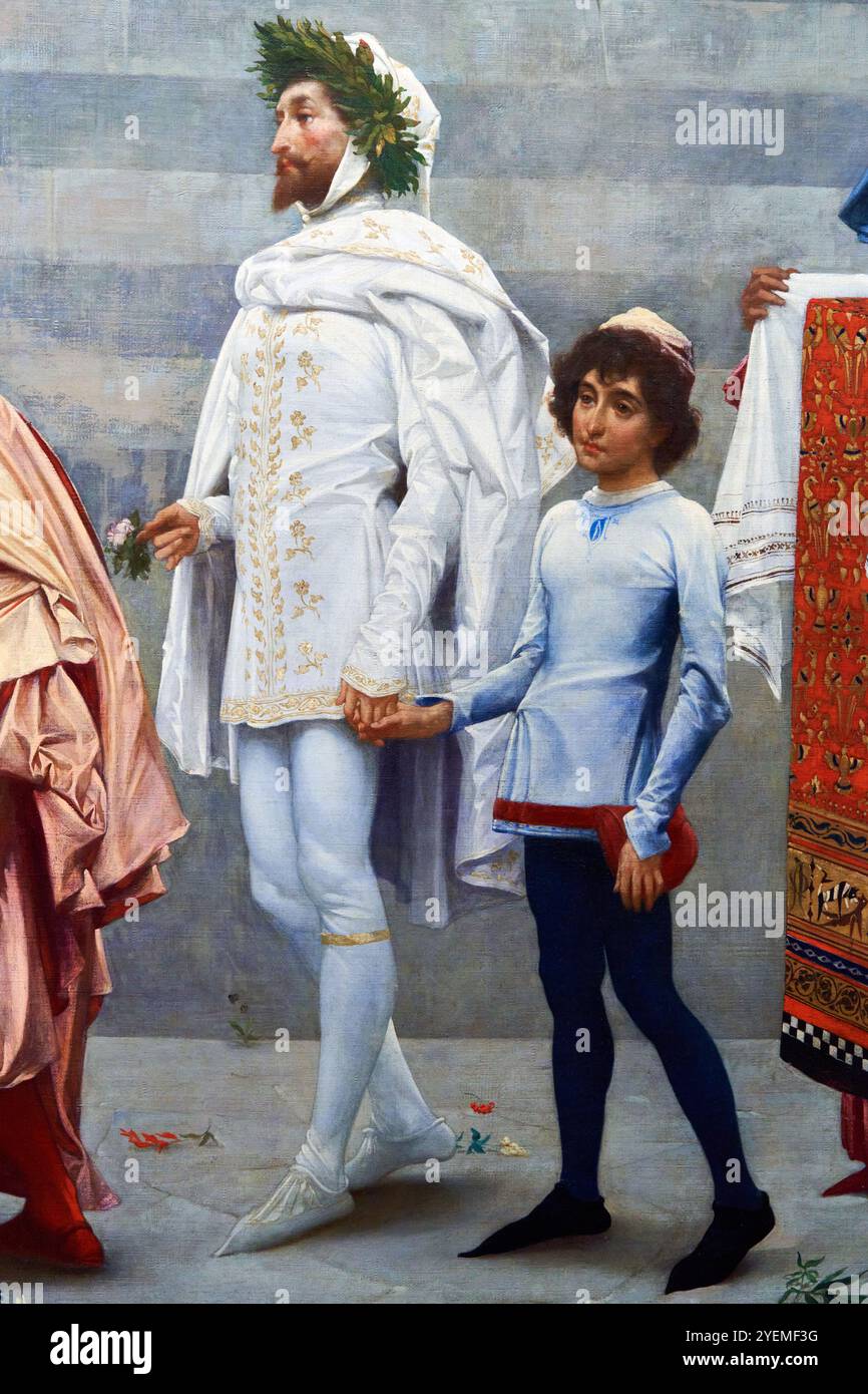 Détail, Cimabue's Cimabue's Celebrated Madonna, 1853-1855, Frederic, Lord Leighton (1830-1896), The National Gallery, Londres, Royaume-Uni Banque D'Images