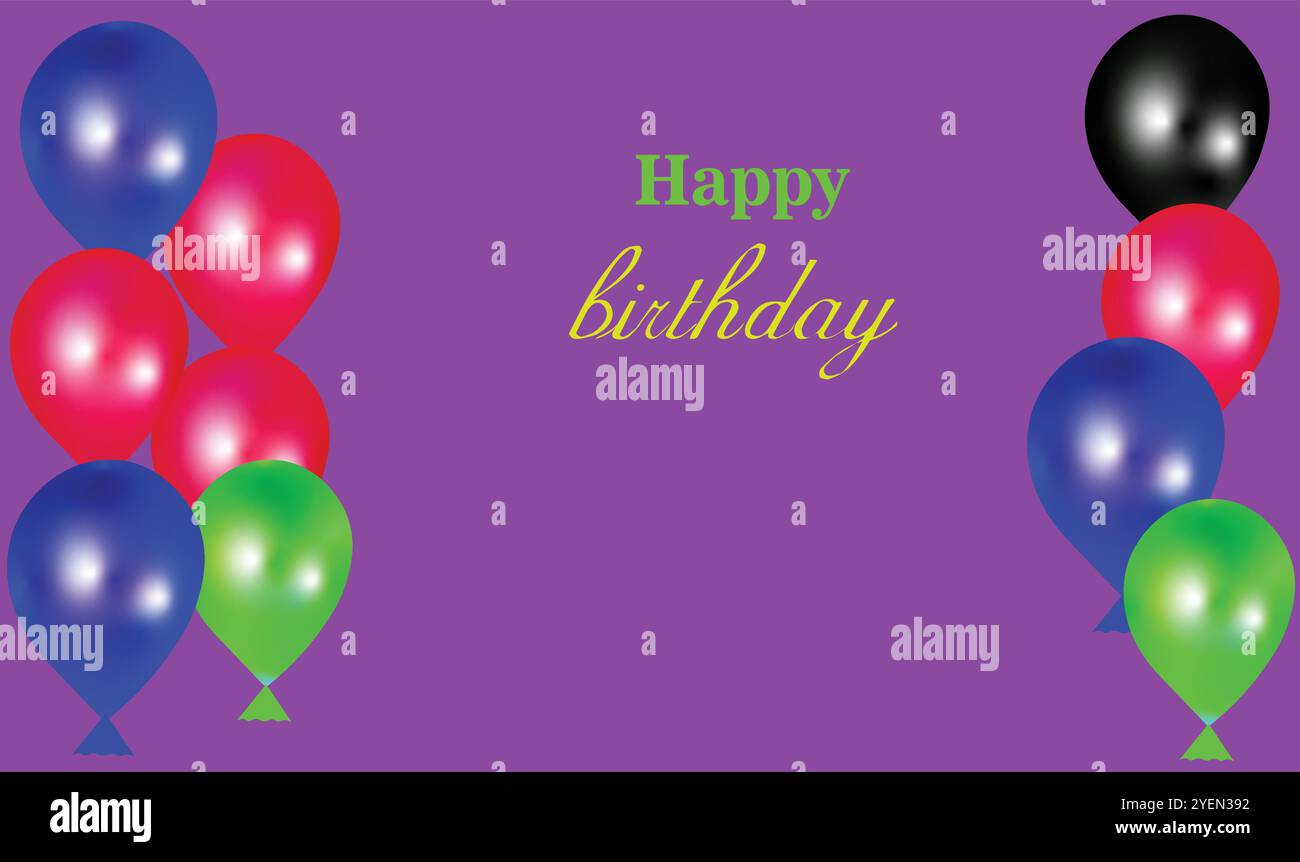 Un ensemble coloré et festif de motifs d'anniversaire, avec ballons, chapeaux de fête et confettis. Idéal pour créer des cartes d'anniversaire joyeuses Illustration de Vecteur