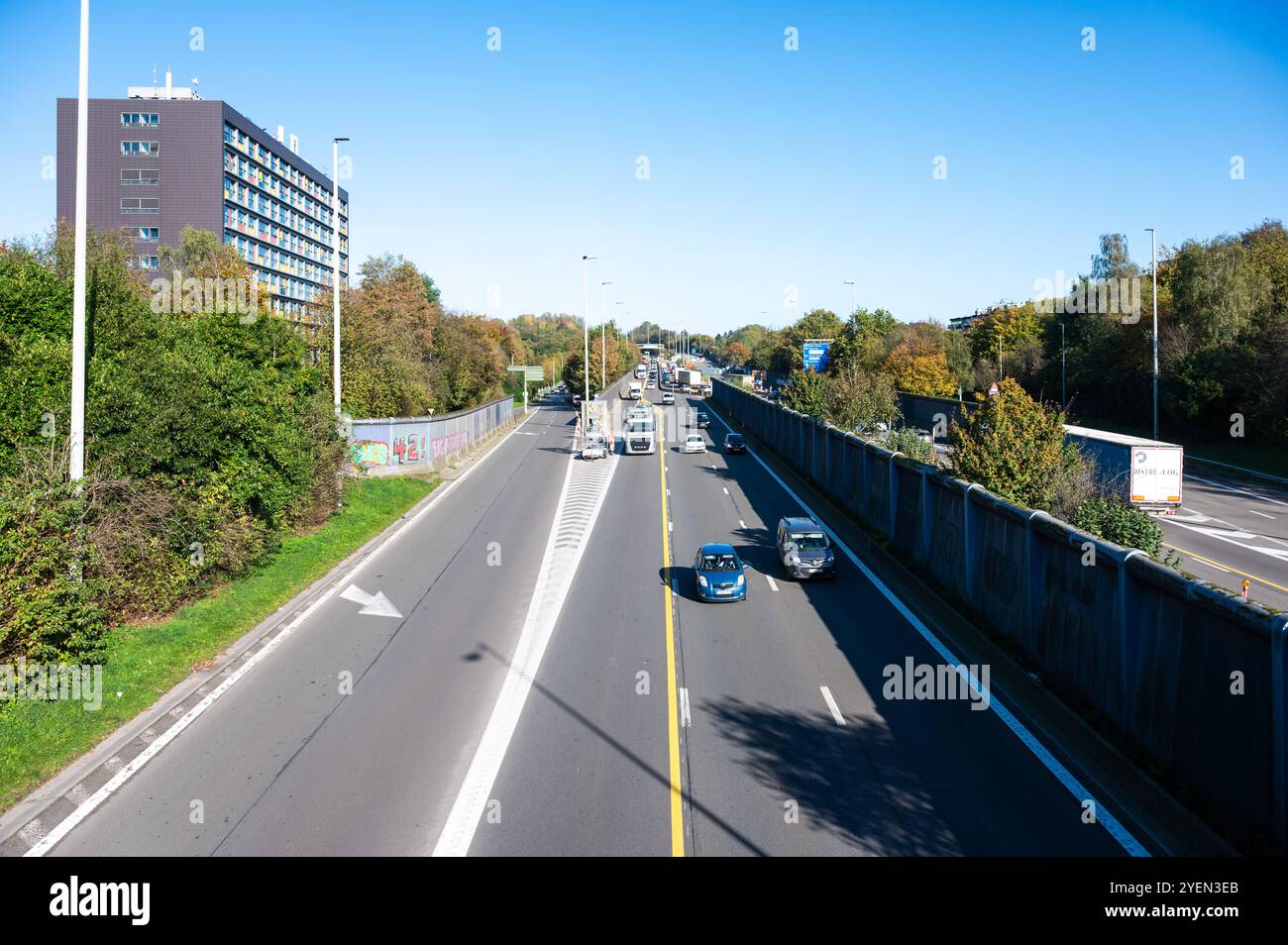 Périphérique avec travaux de construction à l'échangeur Anderlecht, région de Bruxelles-capitale, Belgique, 23 octobre 2024 Banque D'Images