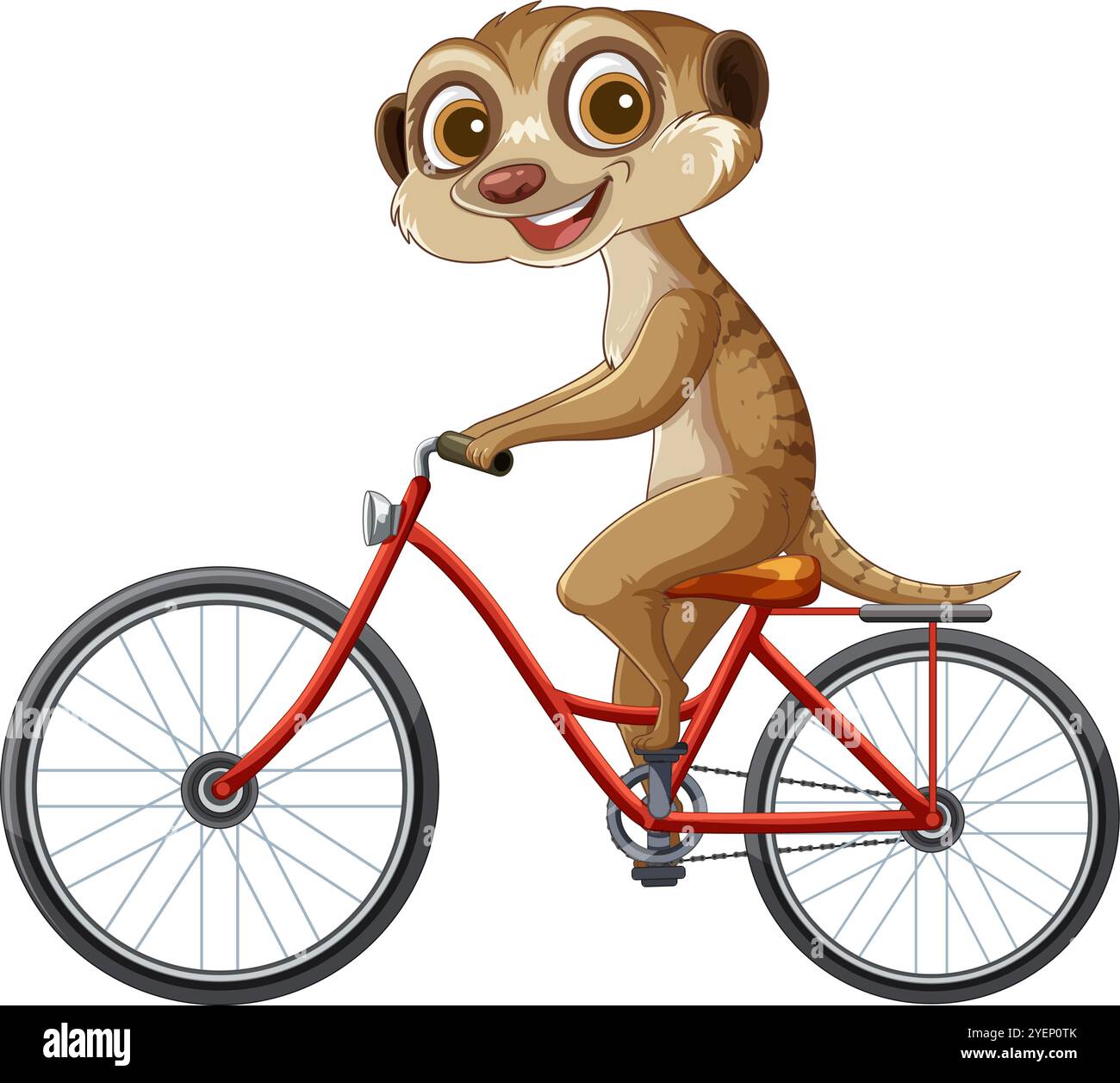 Un joyeux suricat cycliste sur un vélo rouge Illustration de Vecteur
